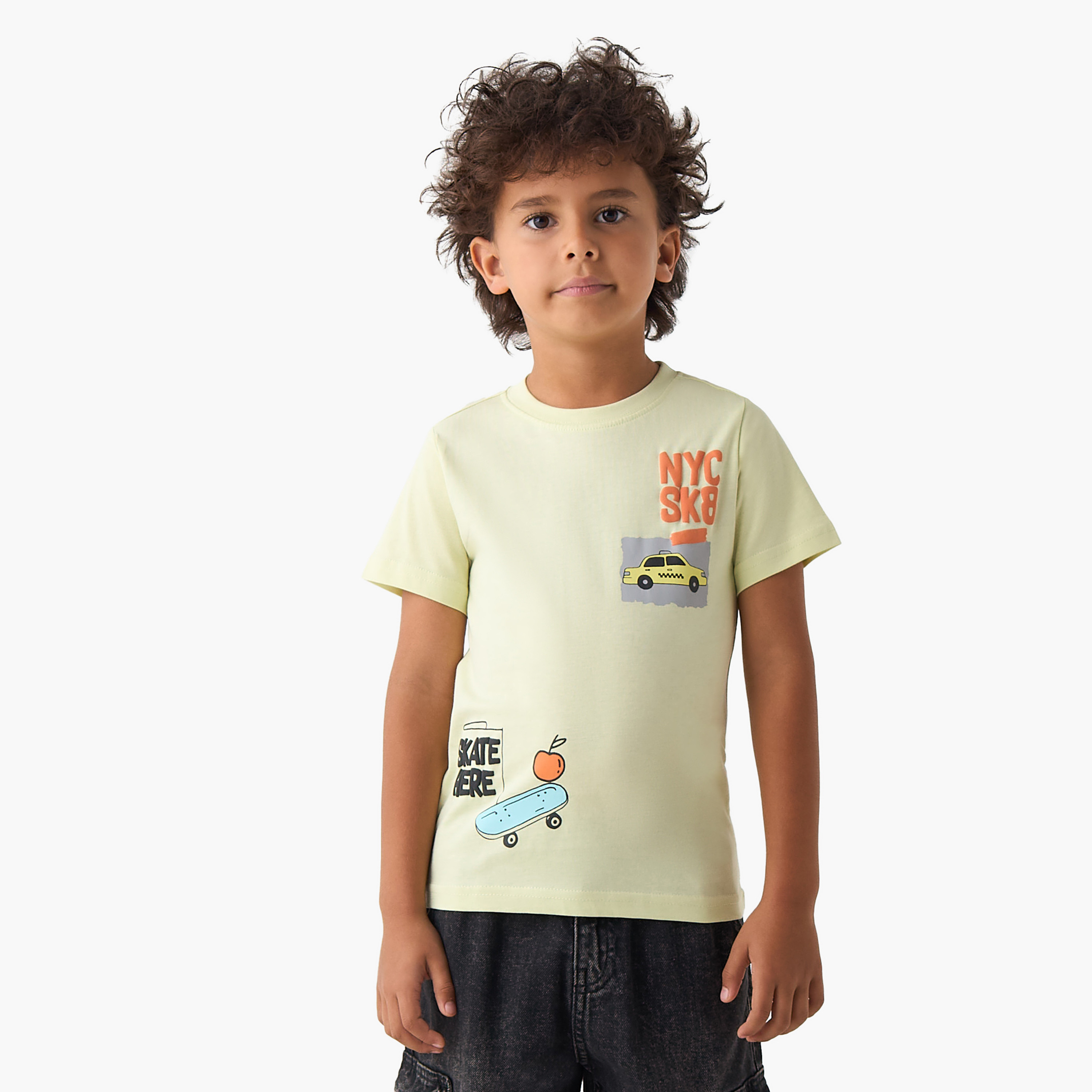 Pack of 2 Juniors Crew Neck Short Sleeves T-shirt with Graphic Print-boys-clothing-tshirtsandpolos-image-2