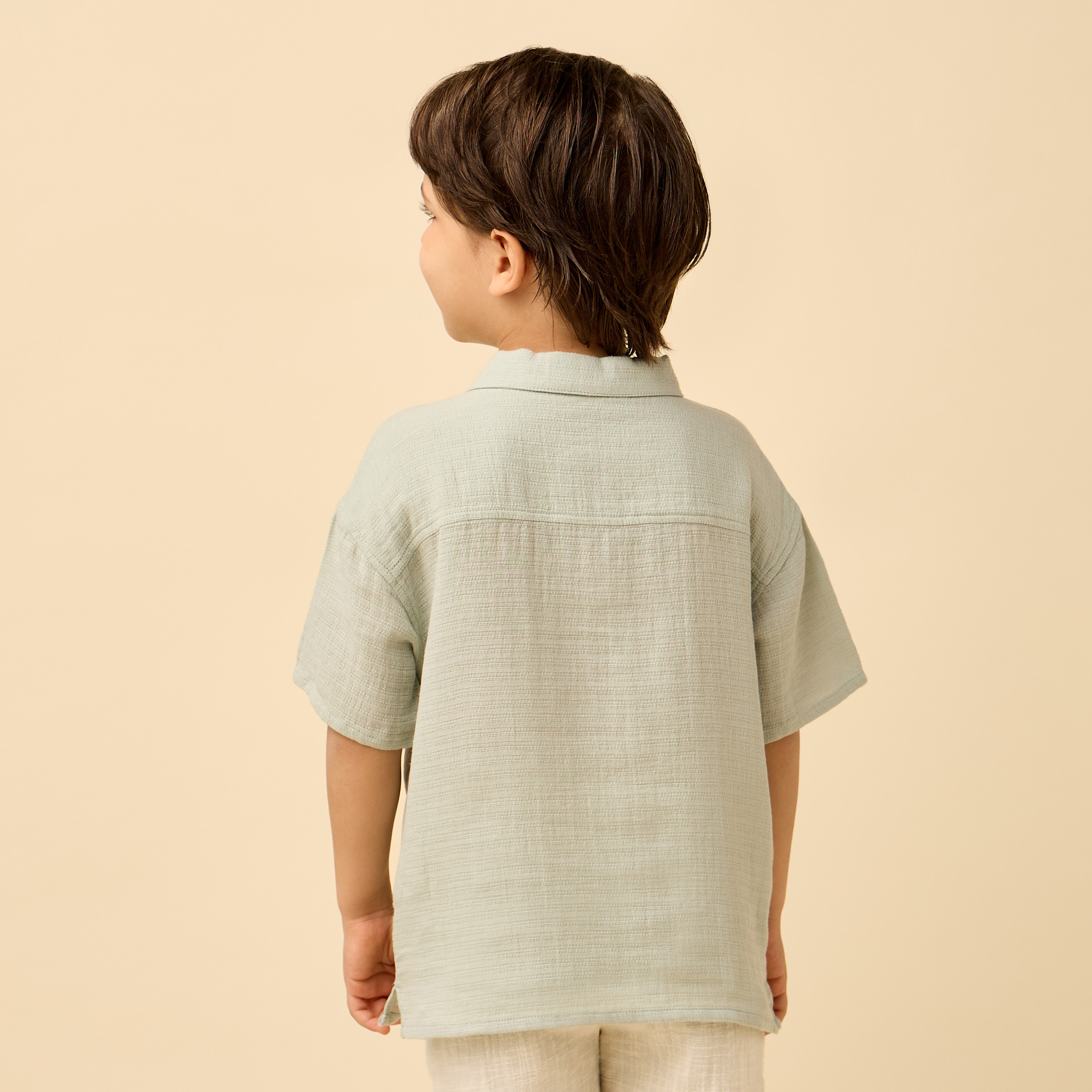 Juniors Short Sleeves Collared T-shirt with Textured Design-boys-clothing-tshirtsandpolos-image-5