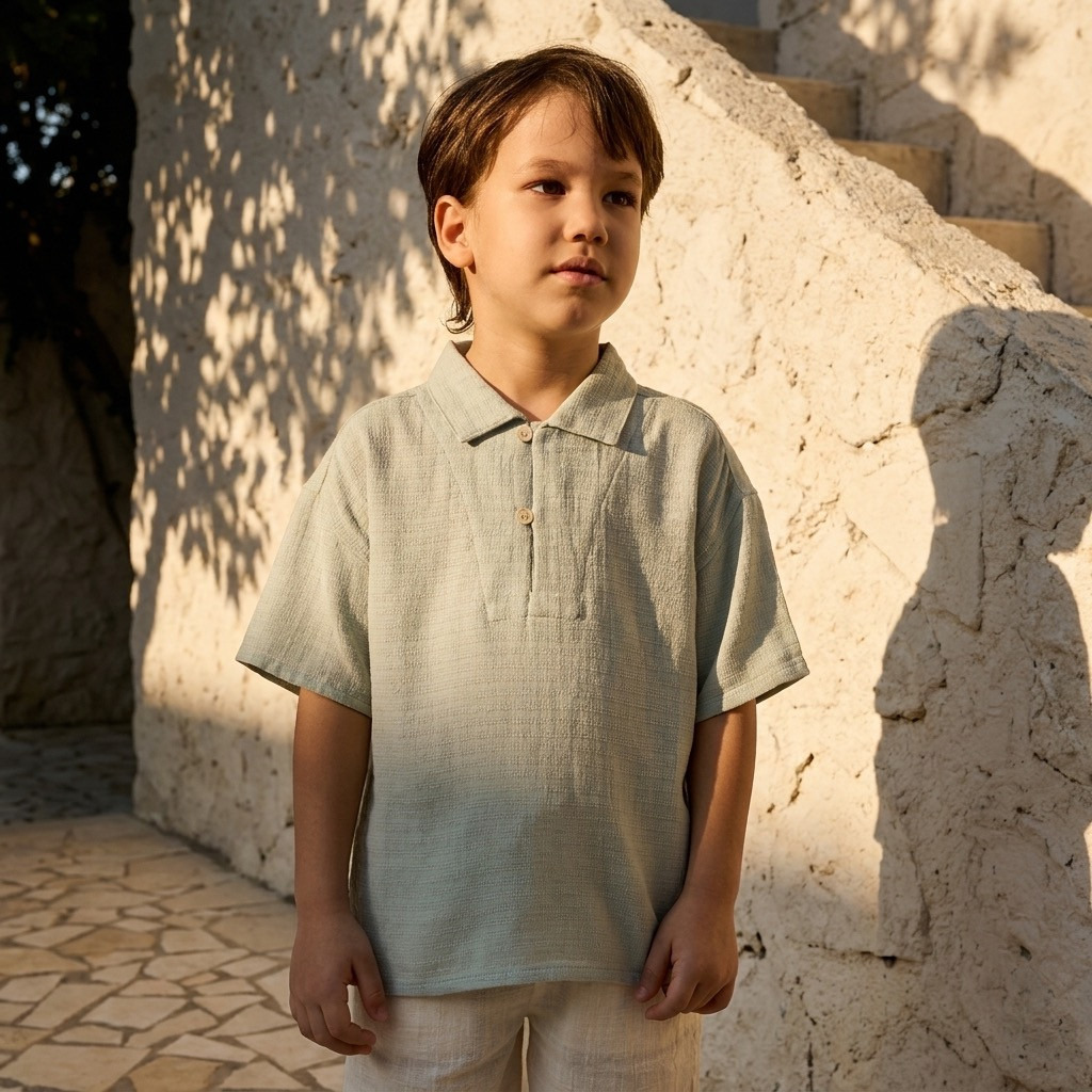 Juniors Short Sleeves Collared T-shirt with Textured Design-boys-clothing-tshirtsandpolos-image-1
