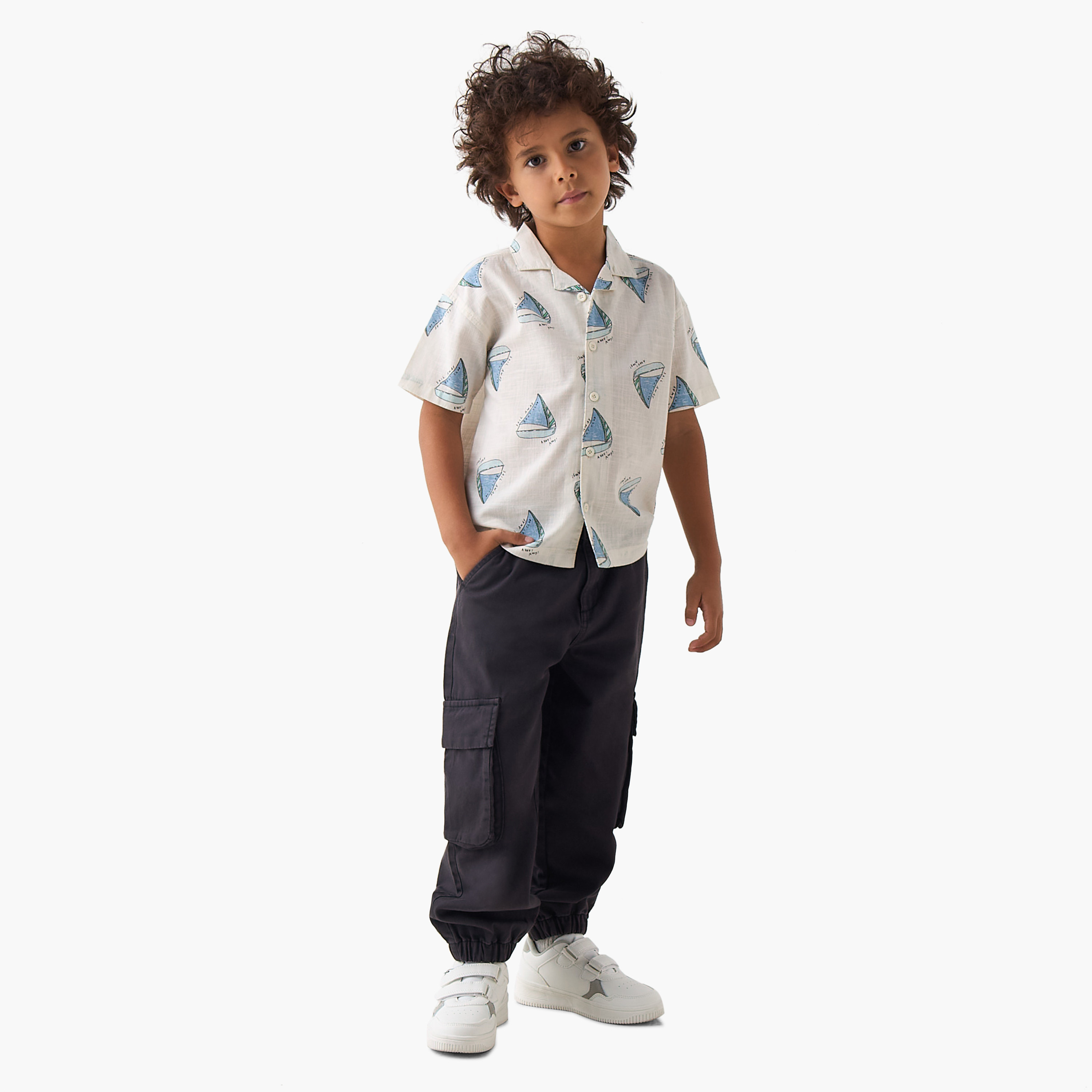 Juniors Short Sleeves Shirt with Sailboat Print-boys-clothing-shirts-image-2