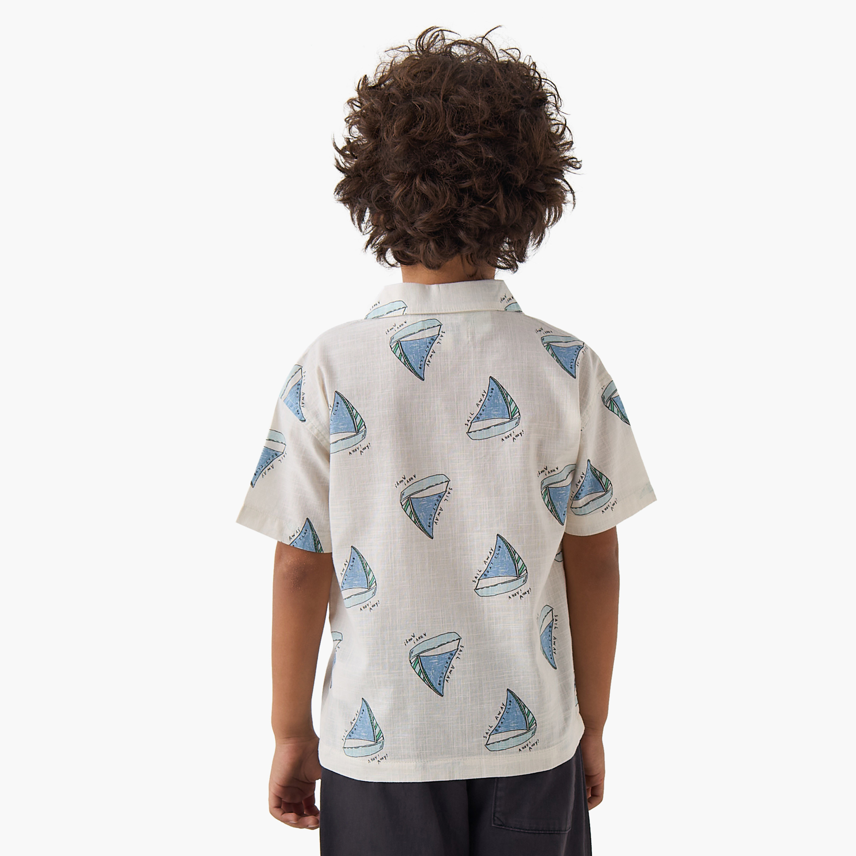 Juniors Short Sleeves Shirt with Sailboat Print-boys-clothing-shirts-image-3