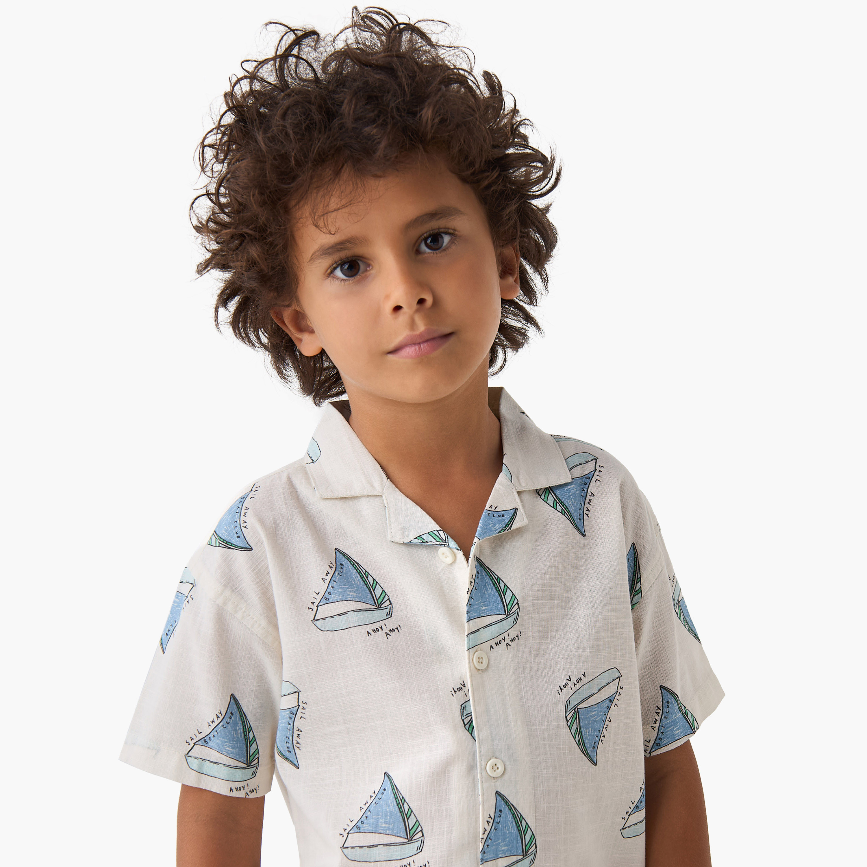 Juniors Short Sleeves Shirt with Sailboat Print-boys-clothing-shirts-image-4