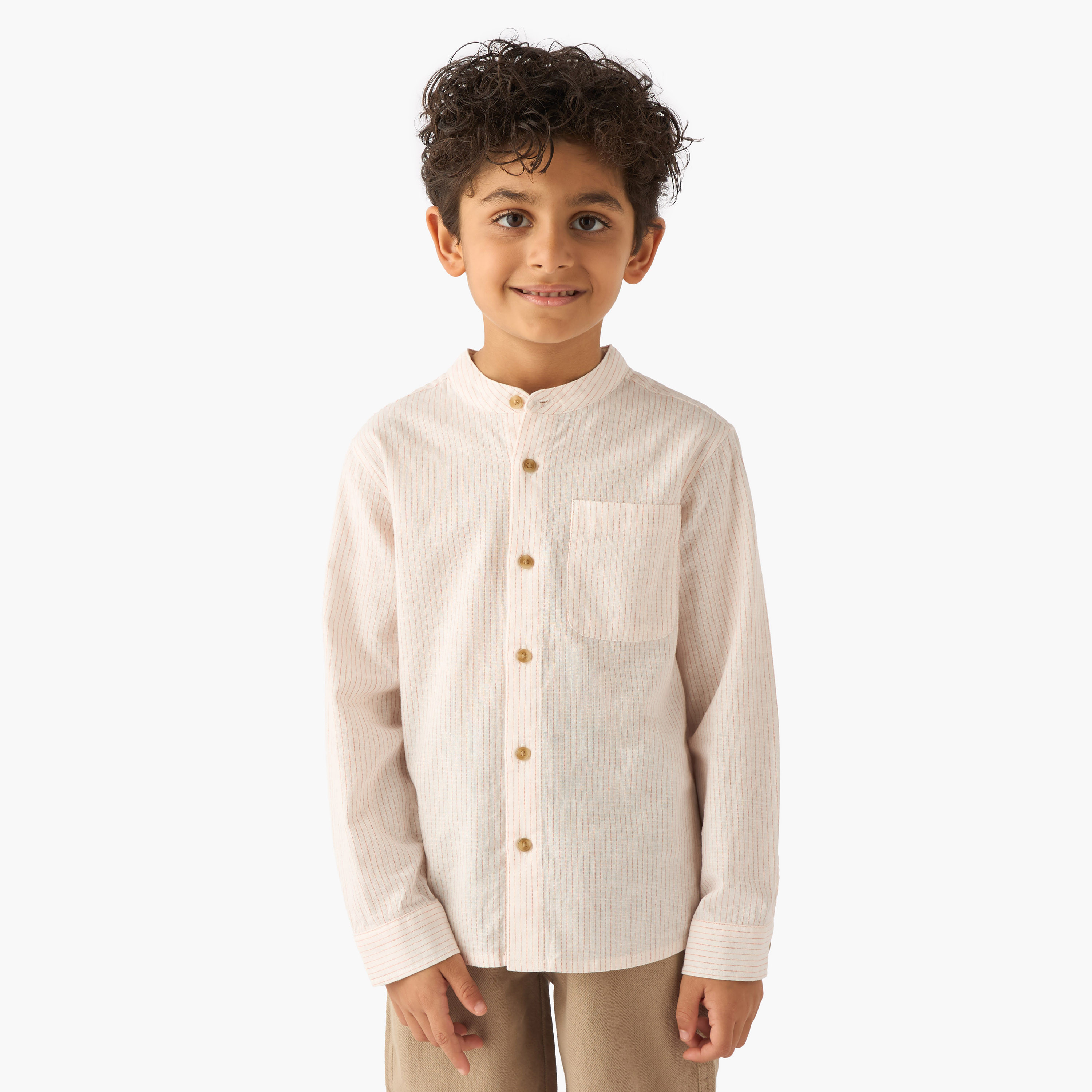 Juniors Long Sleeves Shirt with Stripes-boys-clothing-shirts-image-1