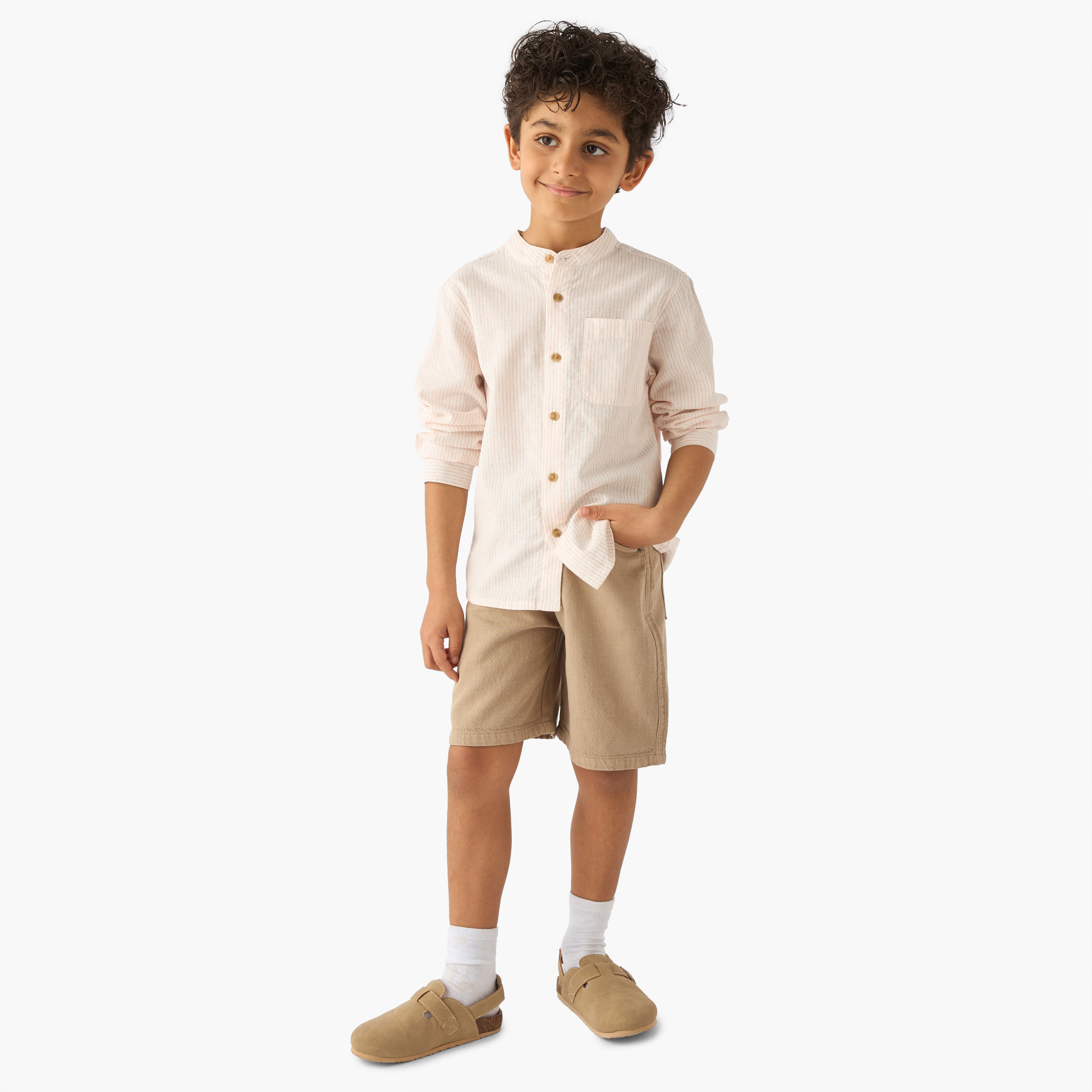 Juniors Long Sleeves Shirt with Stripes-boys-clothing-shirts-image-2