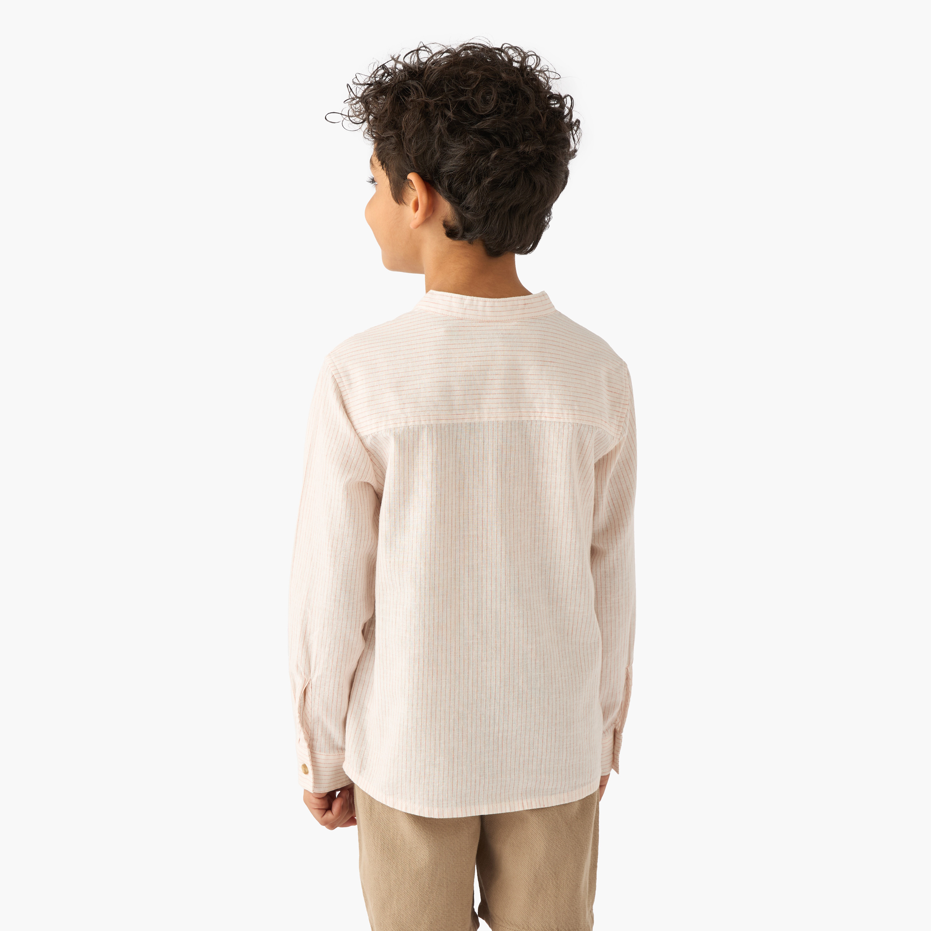 Juniors Long Sleeves Shirt with Stripes-boys-clothing-shirts-image-3