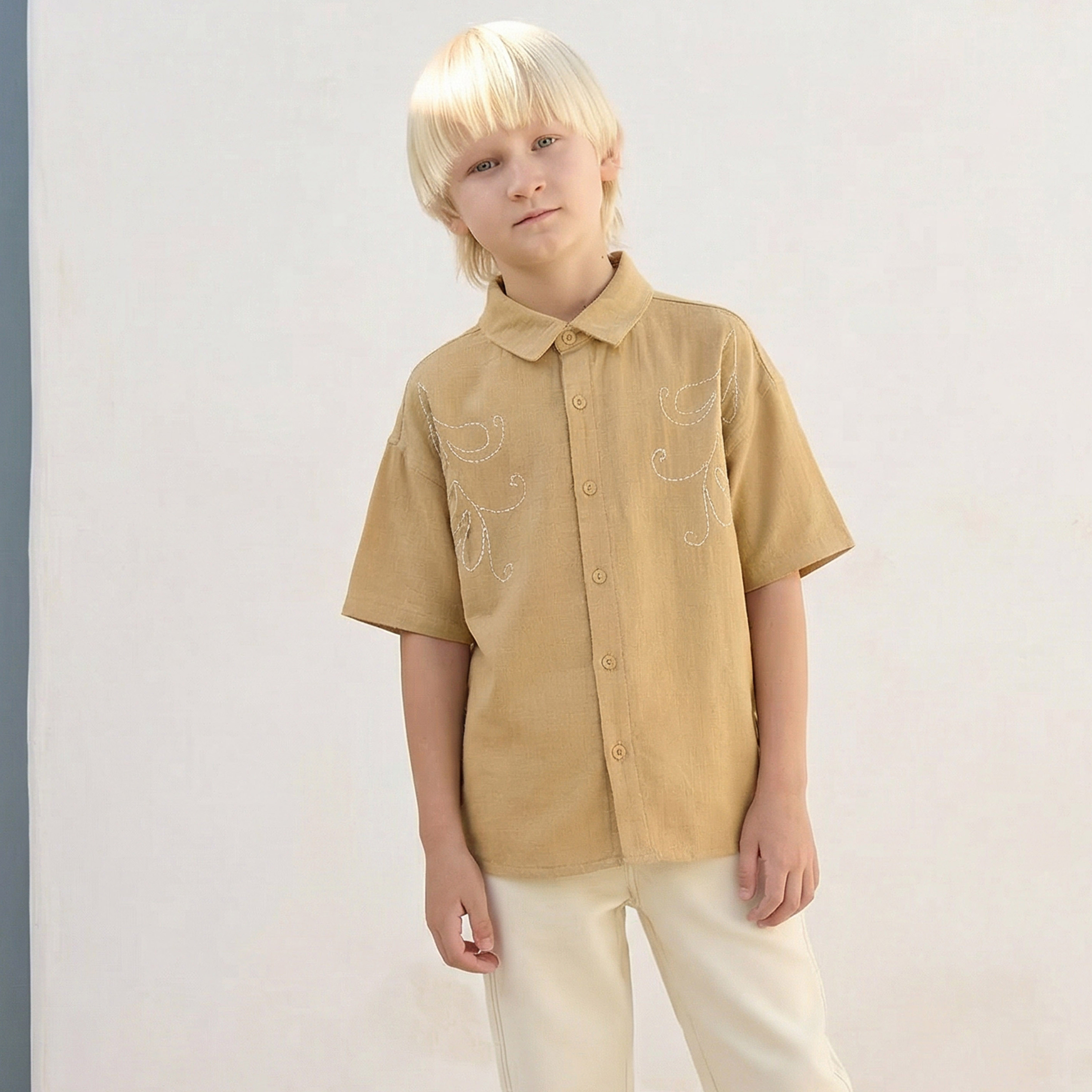 Eligo Short Sleeves Shirt with Embroidery-boys-clothing-shirts-image-1
