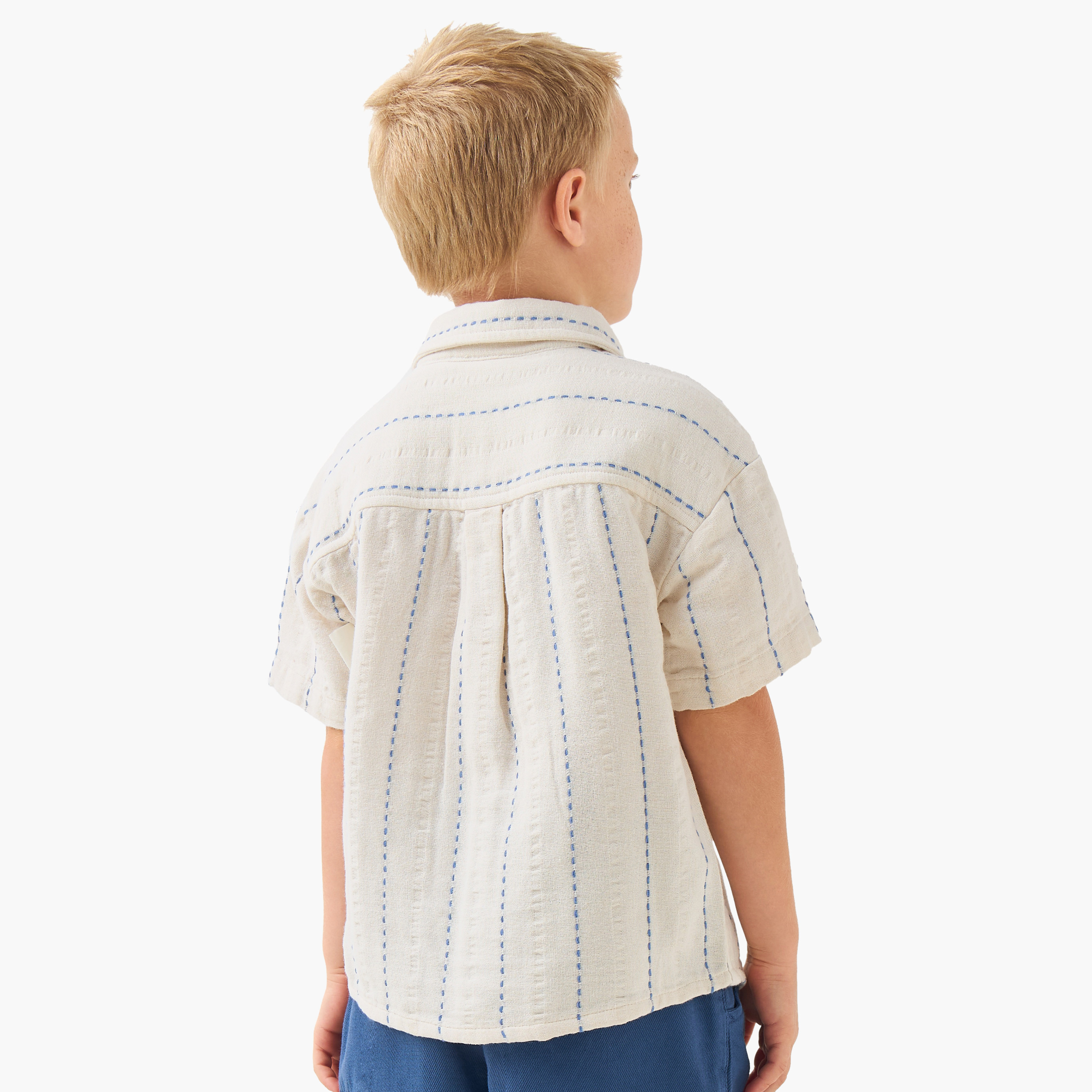 Juniors Short Sleeve Shirt with Stripes-boys-clothing-shirts-image-3