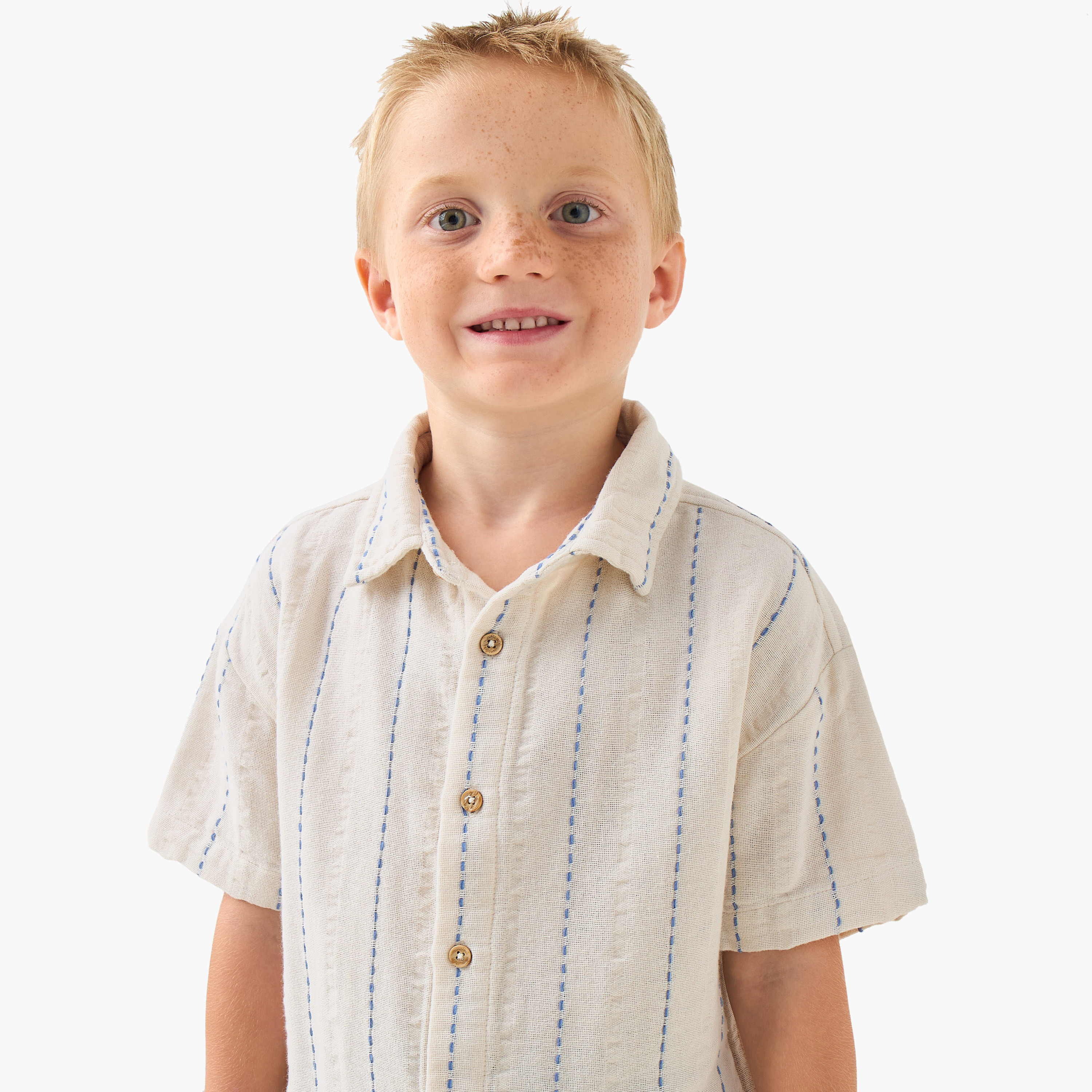 Juniors Short Sleeve Shirt with Stripes-boys-clothing-shirts-image-4
