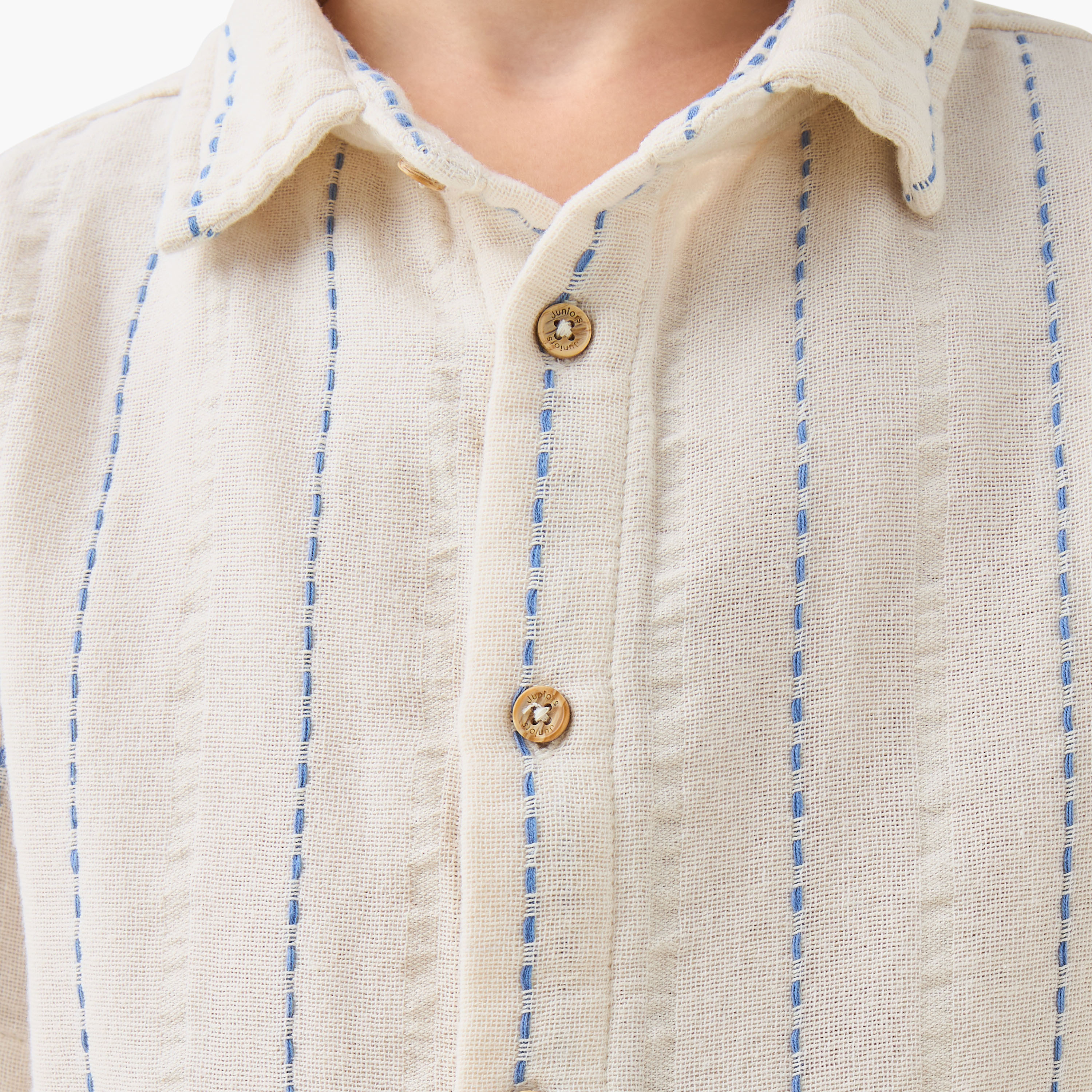 Juniors Short Sleeve Shirt with Stripes-boys-clothing-shirts-image-5