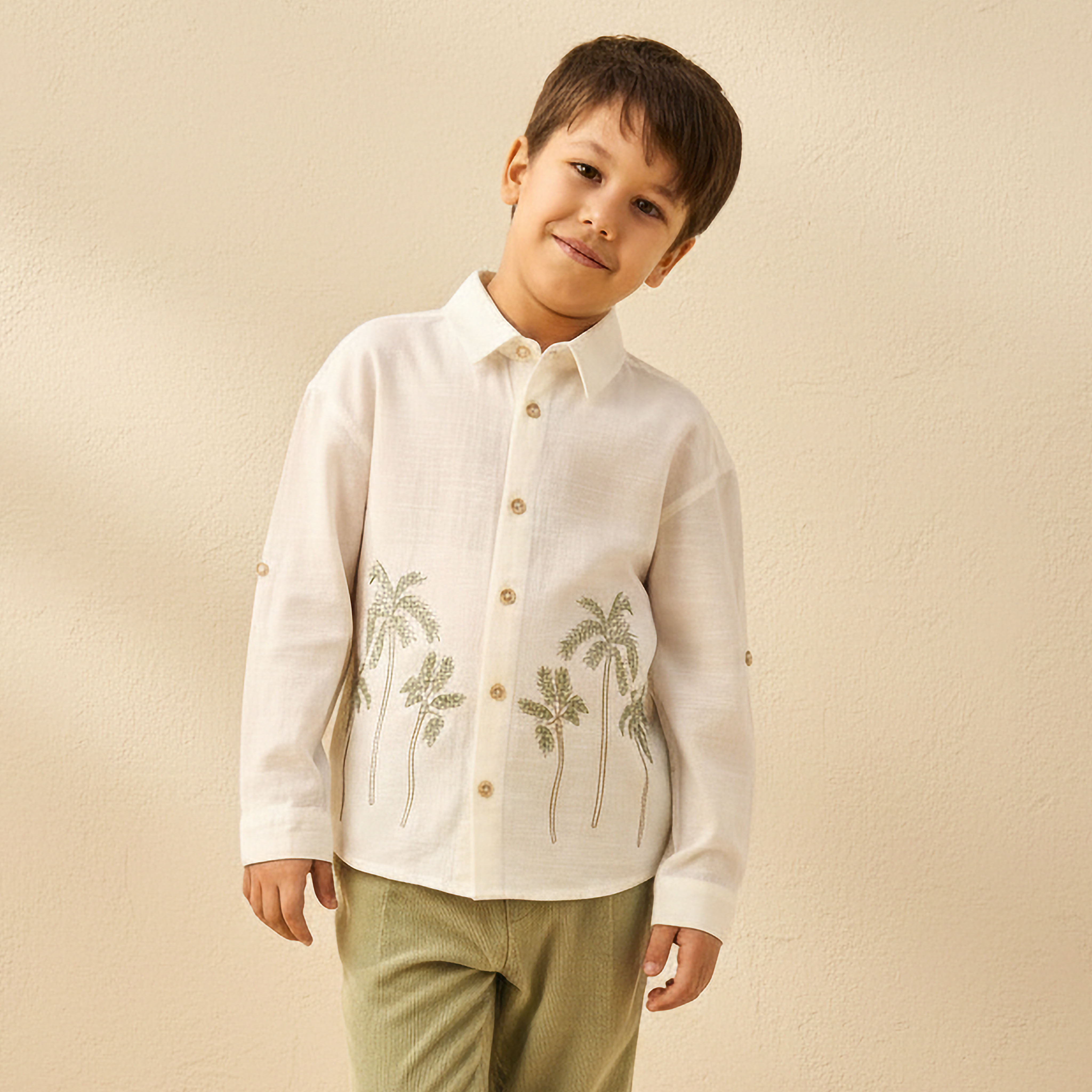 Juniors Long Sleeves Shirt with Palm Tree Embroidery-boys-clothing-shirts-image-1