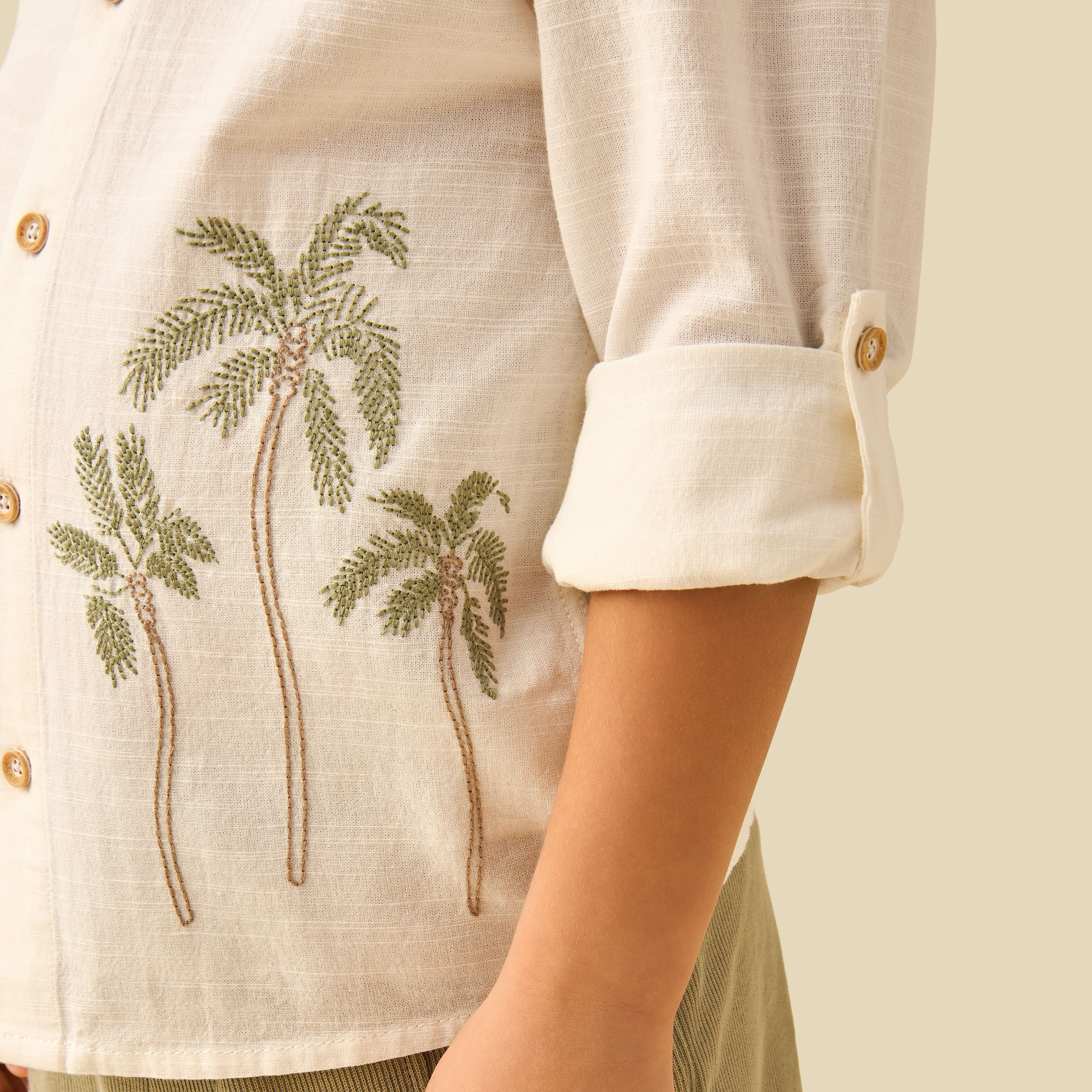 Juniors Long Sleeves Shirt with Palm Tree Embroidery-boys-clothing-shirts-image-5