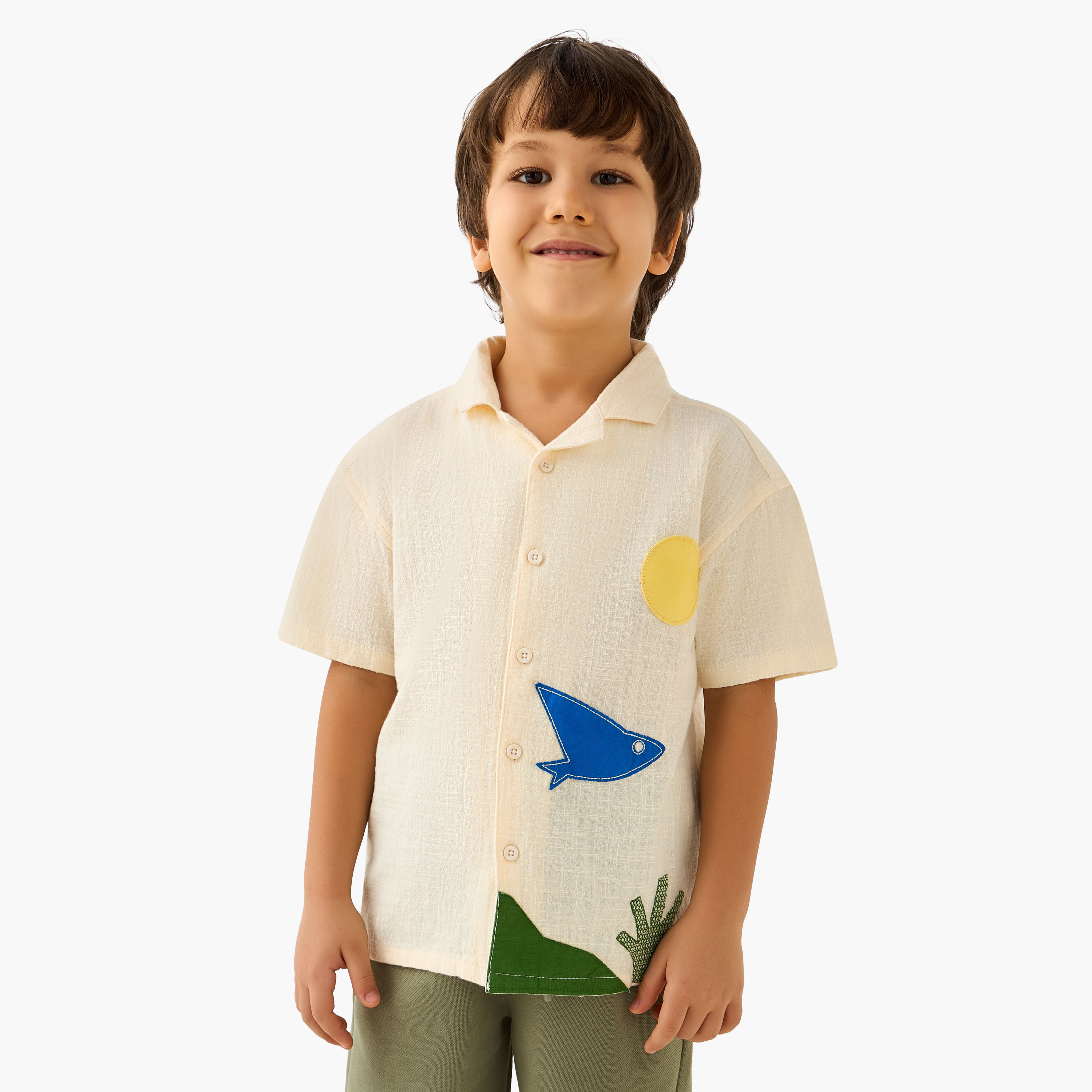Juniors Short Sleeve Shirt with Applique-boys-clothing-shirts-image-1