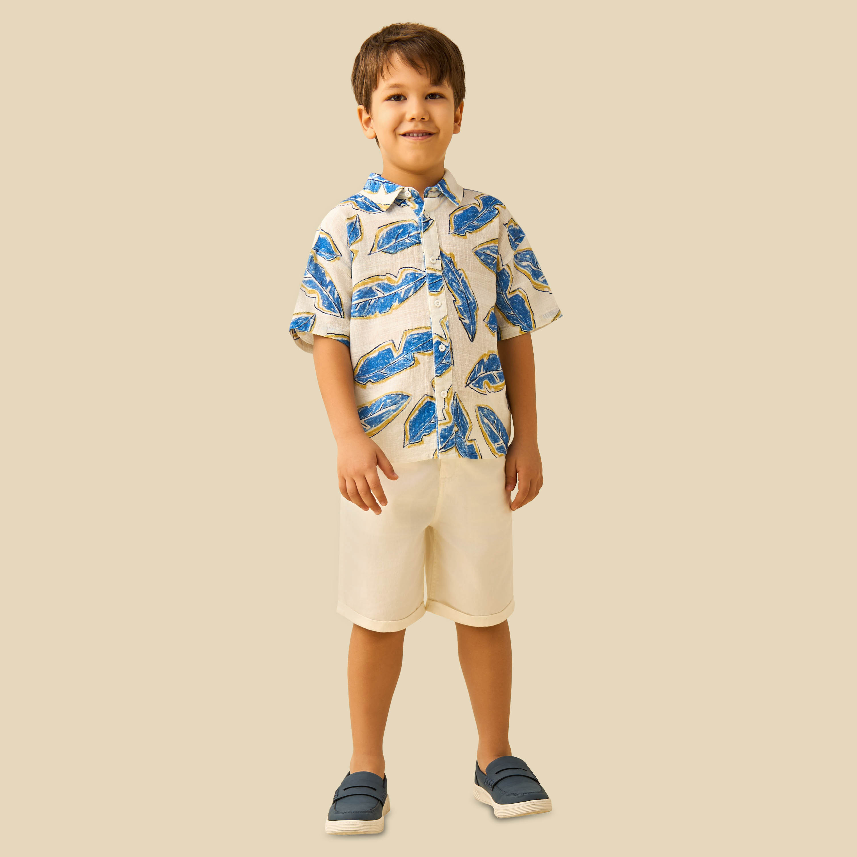 Juniors Short Sleeve Shirt with Leaf Print-boys-clothing-shirts-image-2