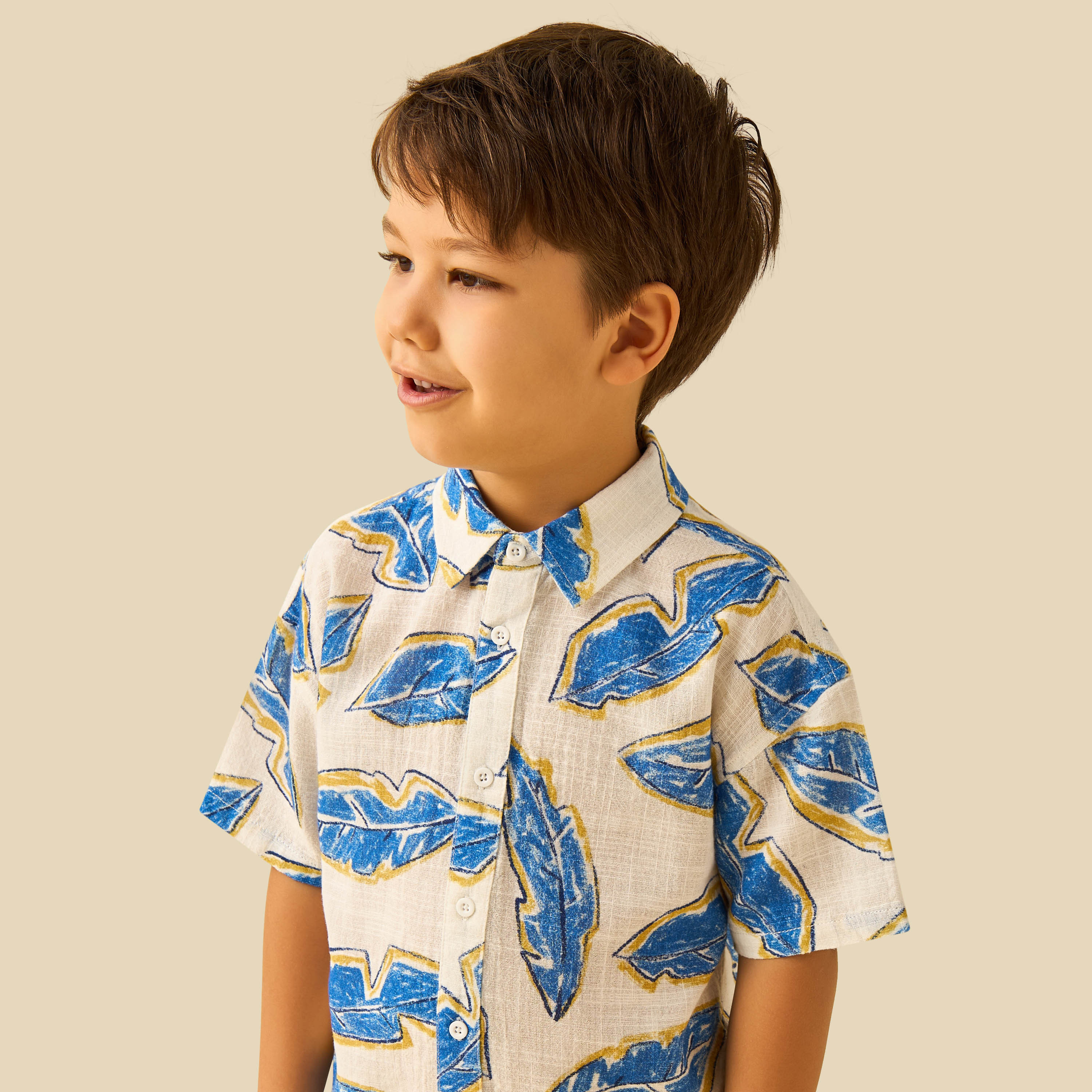 Juniors Short Sleeve Shirt with Leaf Print-boys-clothing-shirts-image-4