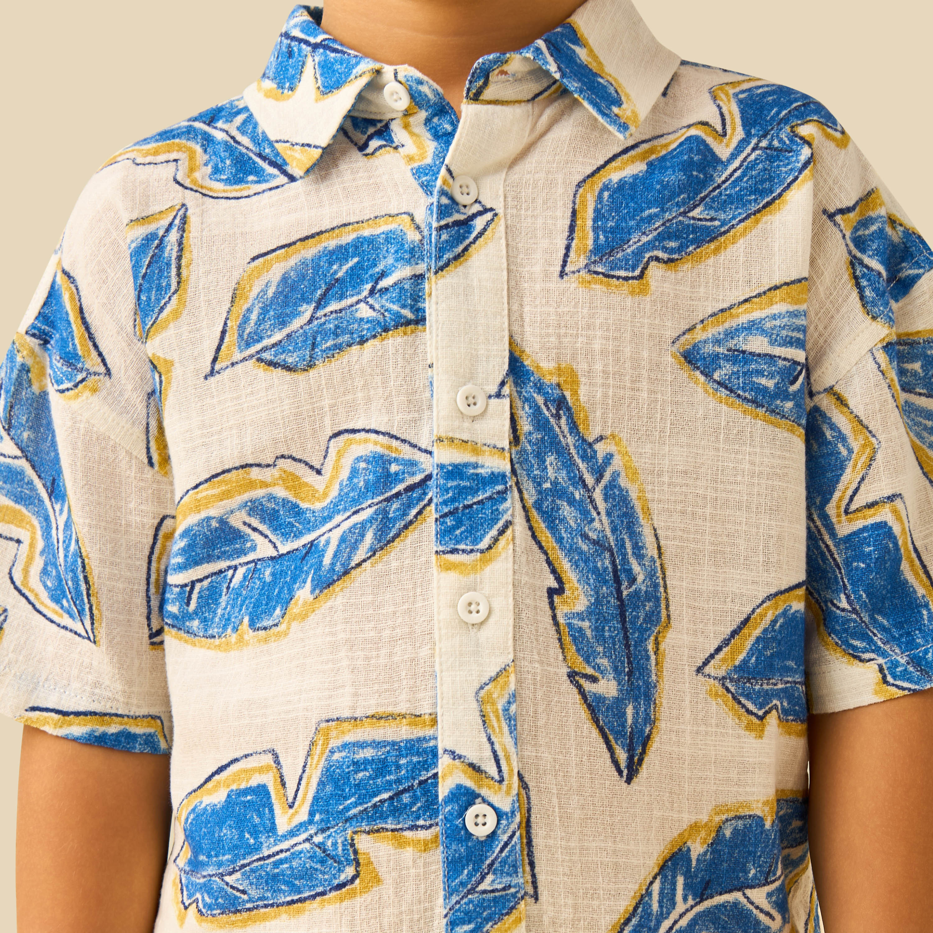 Juniors Short Sleeve Shirt with Leaf Print-boys-clothing-shirts-image-5