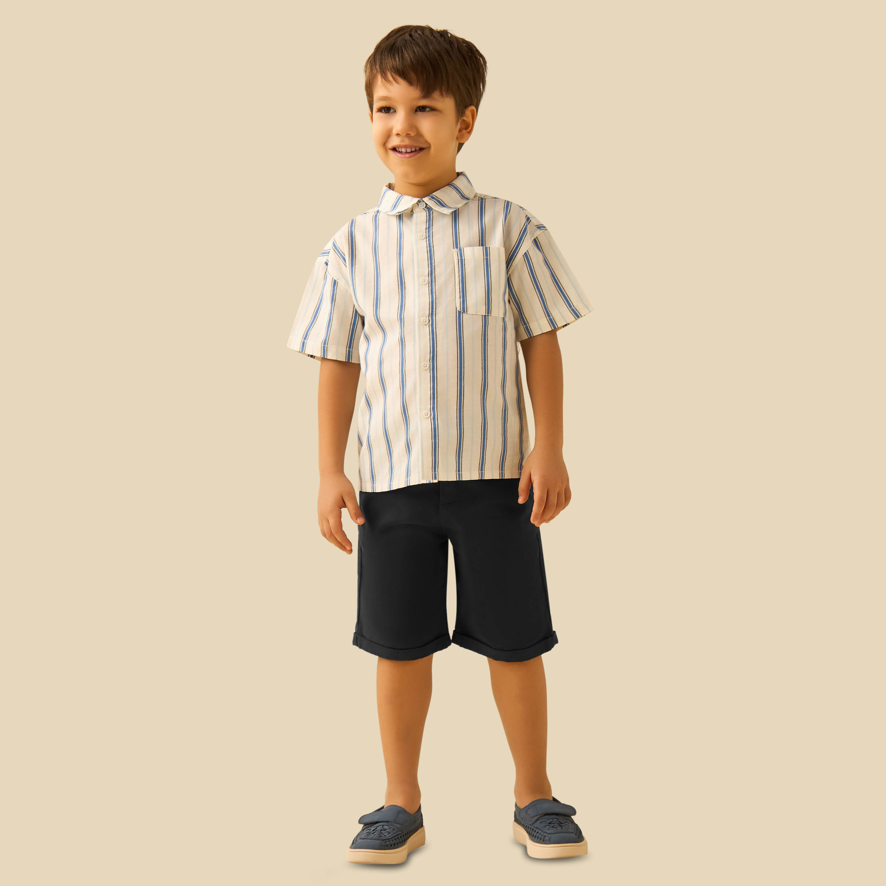Juniors Short Sleeve Shirt with Stripes-boys-clothing-shirts-image-2