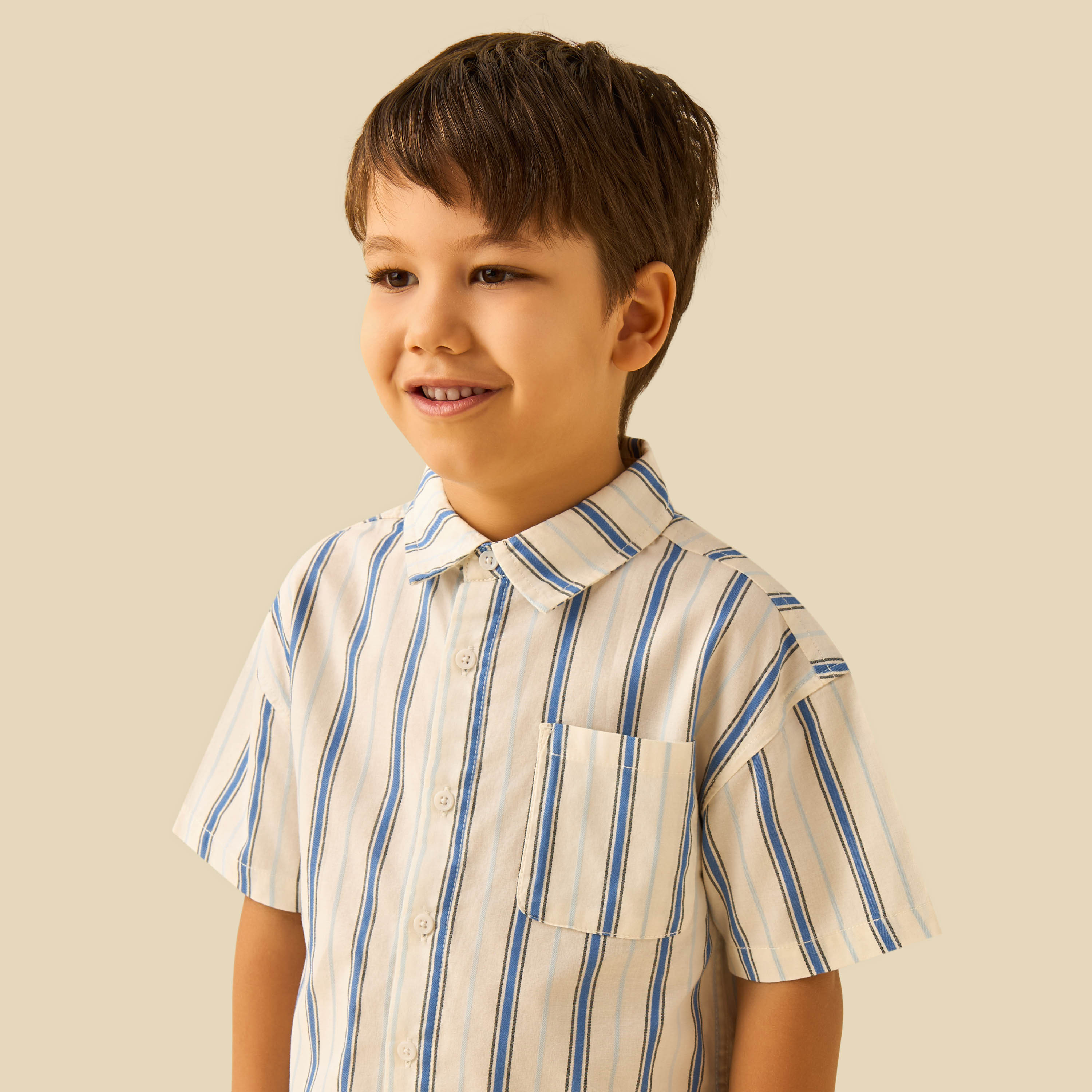 Juniors Short Sleeve Shirt with Stripes-boys-clothing-shirts-image-4