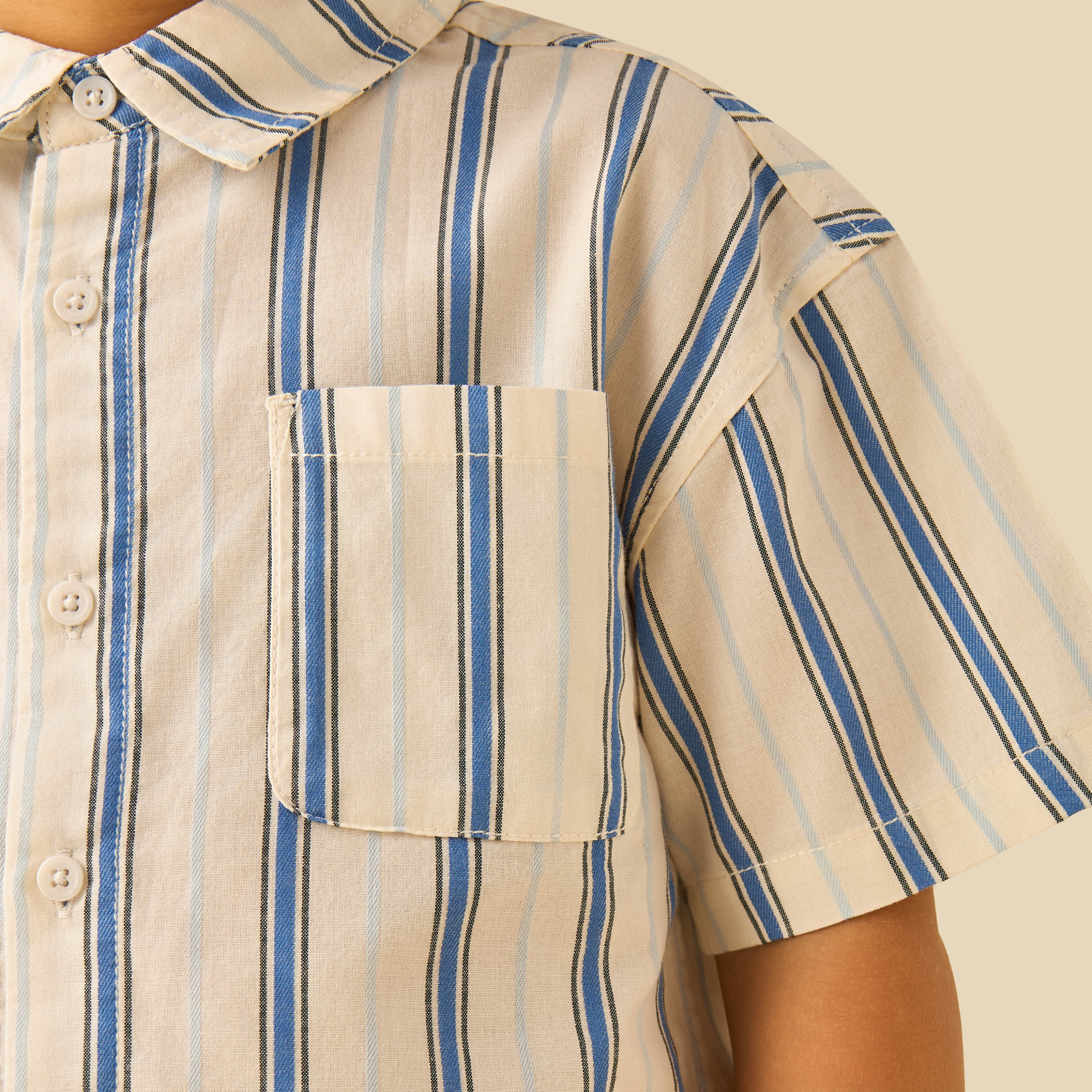 Juniors Short Sleeve Shirt with Stripes-boys-clothing-shirts-image-5