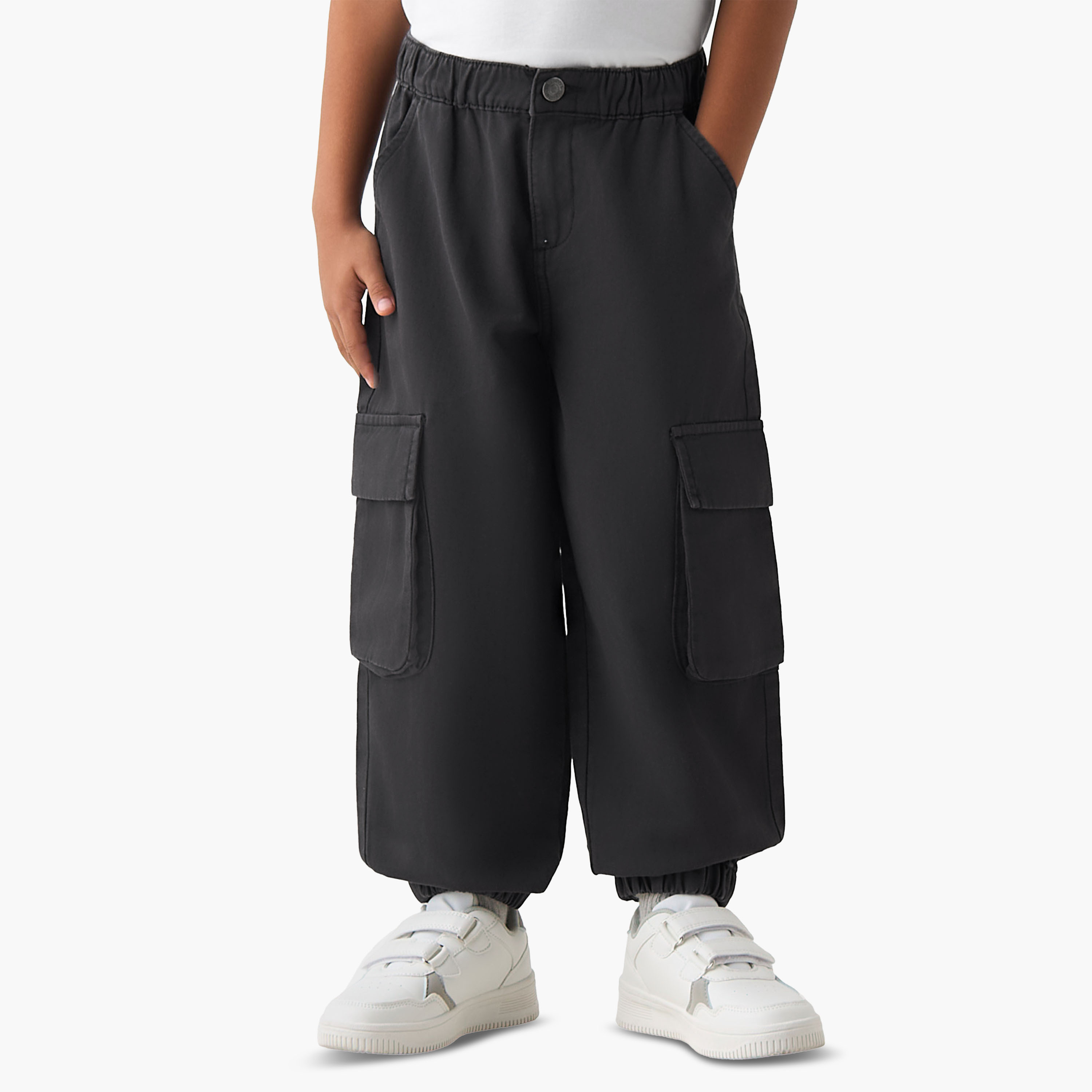 Juniors Elasticated Waist Cargo Joggers with Pockets-boys-clothing-bottoms-joggersandtrackpants-image-1