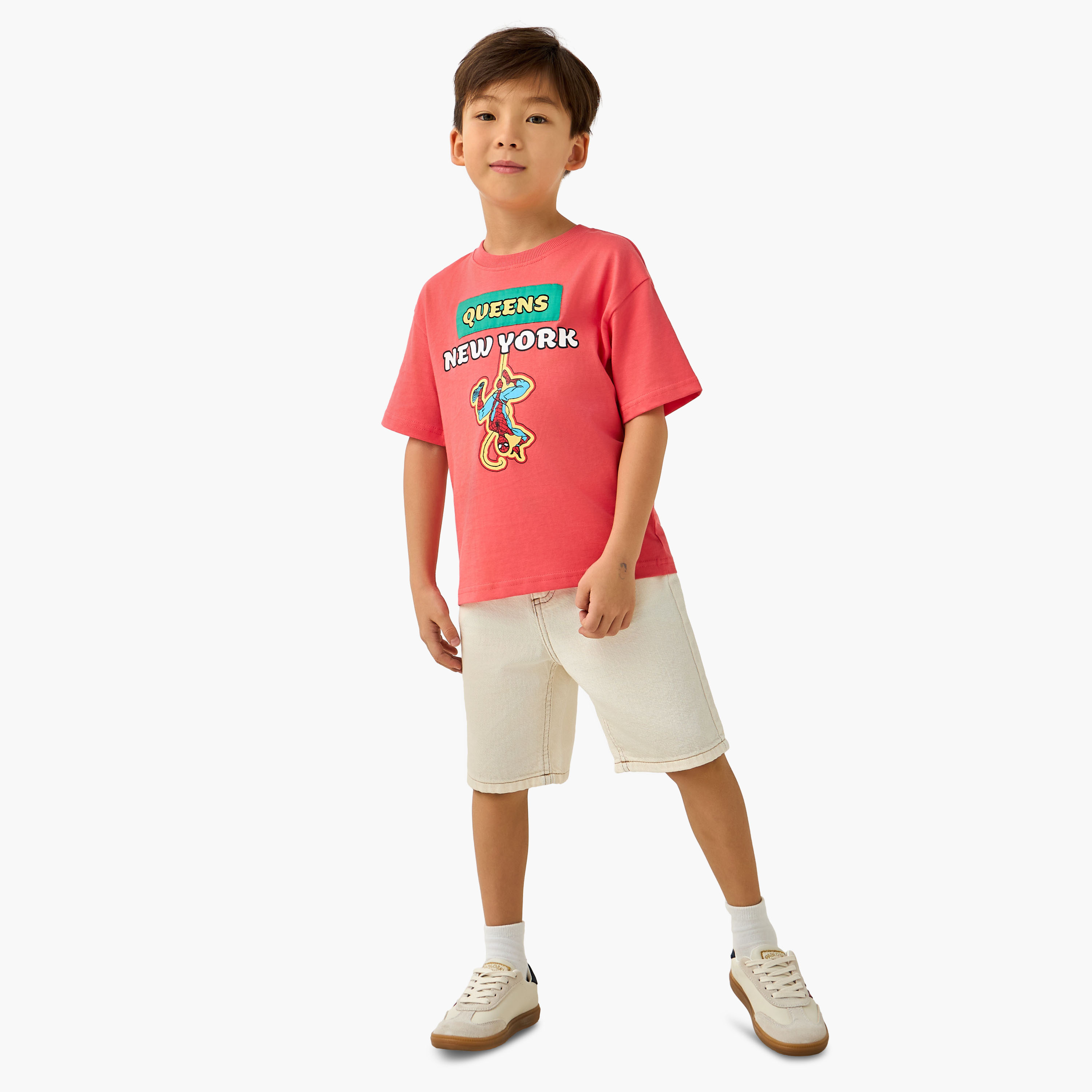 Eligo Knee Length Elastic Waist Denim Shorts with Pockets-baby-boys-clothing-bottoms-shorts-image-2
