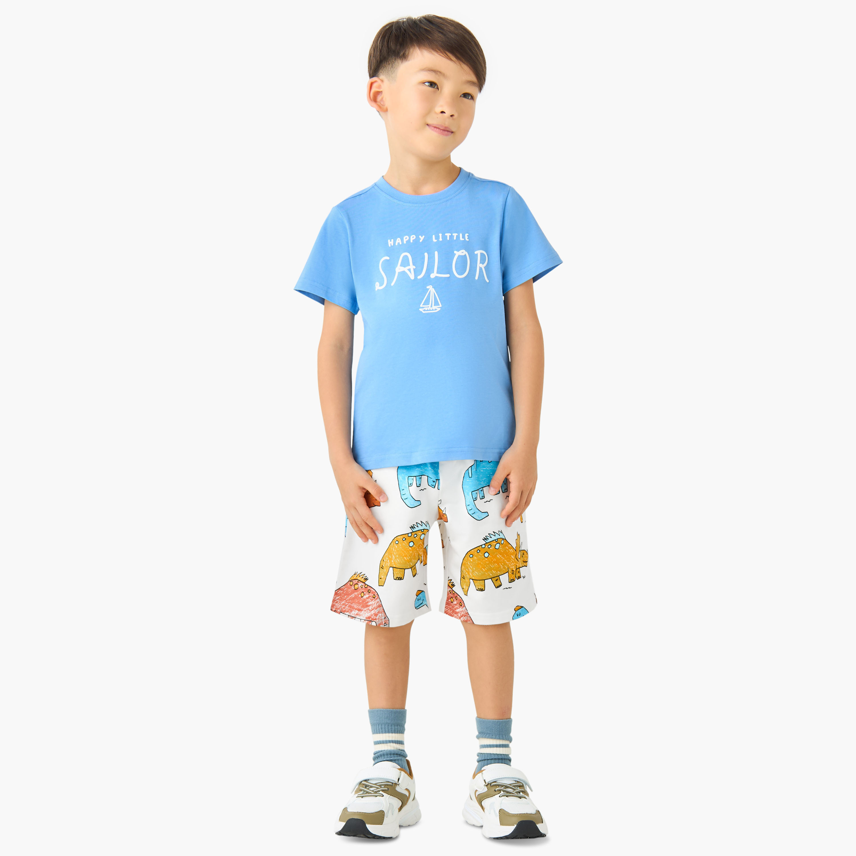Juniors Drawstring Waist Shorts with Dinosaur Print-boys-clothing-bottoms-shorts-image-2