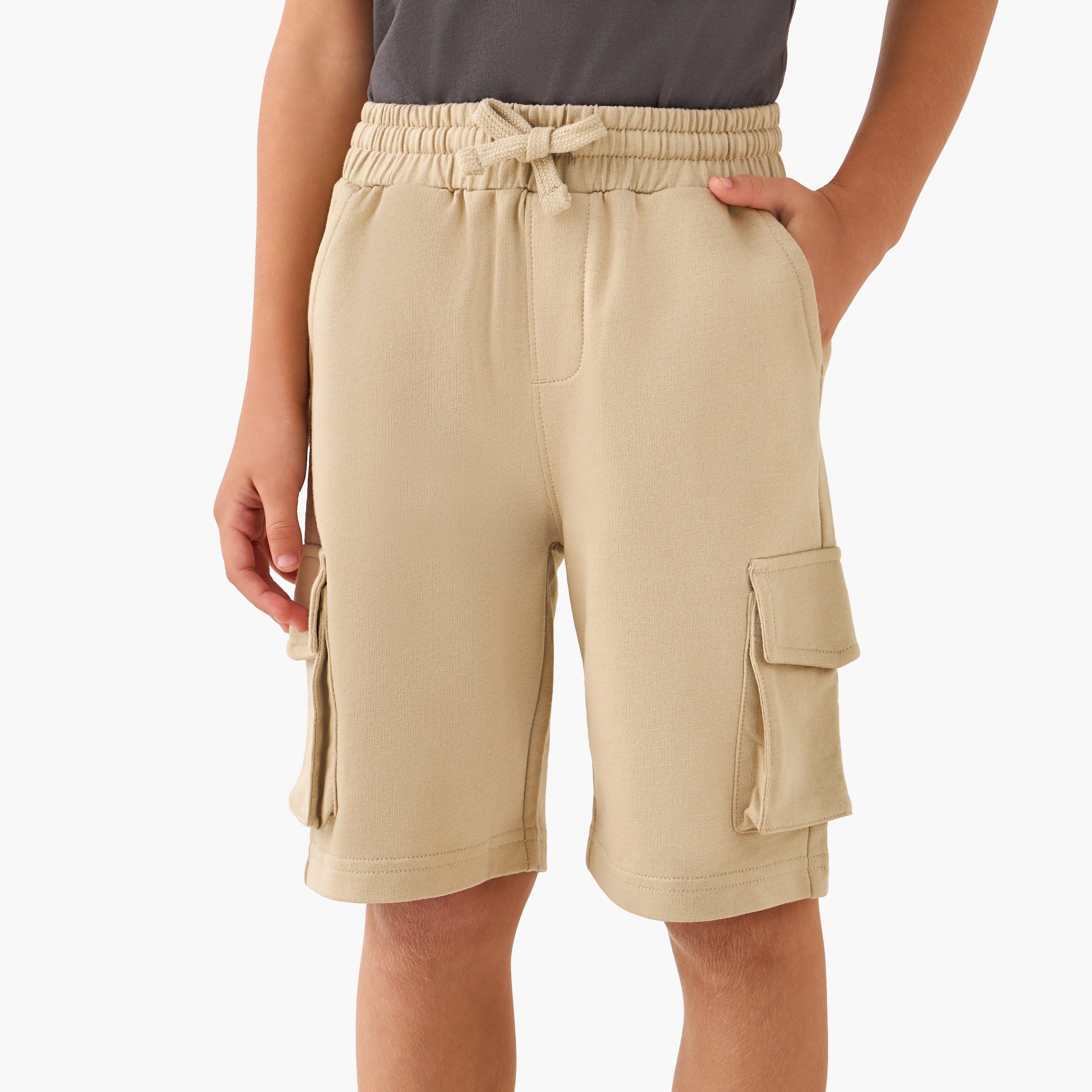 Juniors Elasticated Drawstring Waist Shorts with Pockets-boys-clothing-bottoms-shorts-image-1