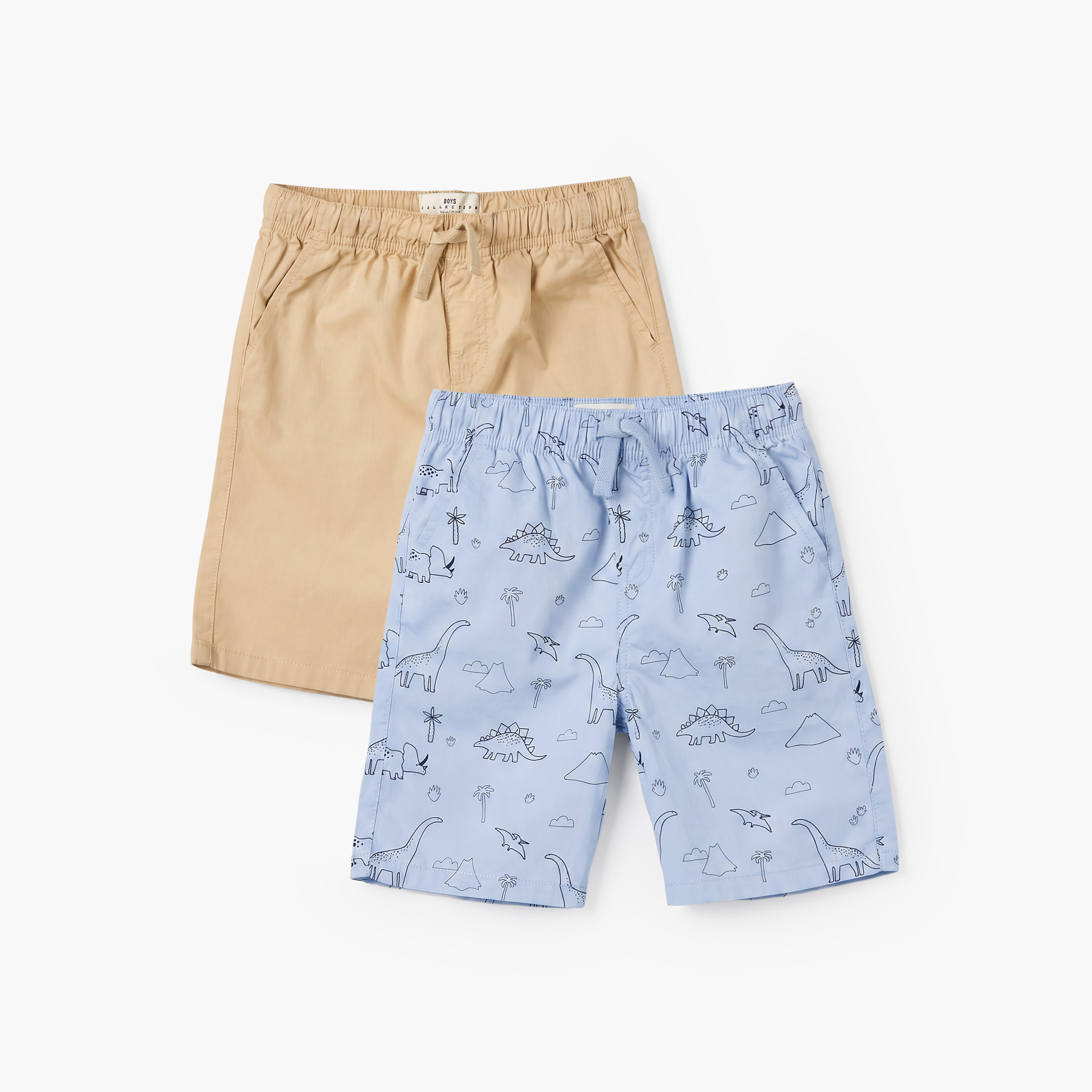 Pack of 2 Juniors Drawstring Waist Shorts with Pockets-baby-boys-clothing-bottoms-shorts-image-1