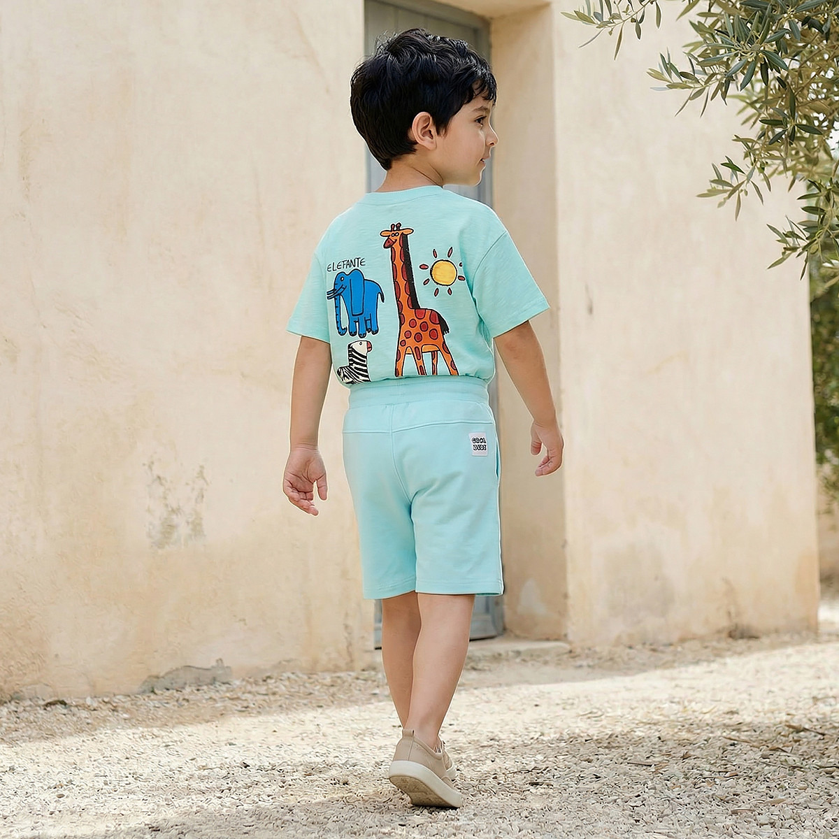 Juniors Knee Length Drawstring Waist Shorts with Slogan Patch-boys-clothing-bottoms-shorts-image-3