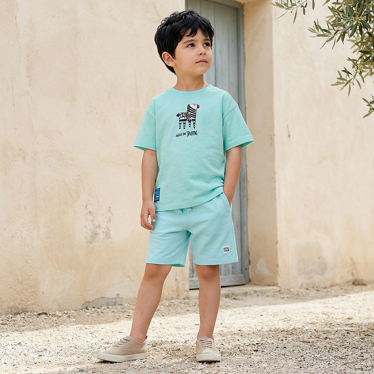 Juniors Knee Length Drawstring Waist Shorts with Slogan Patch-boys-clothing-bottoms-shorts-image-5