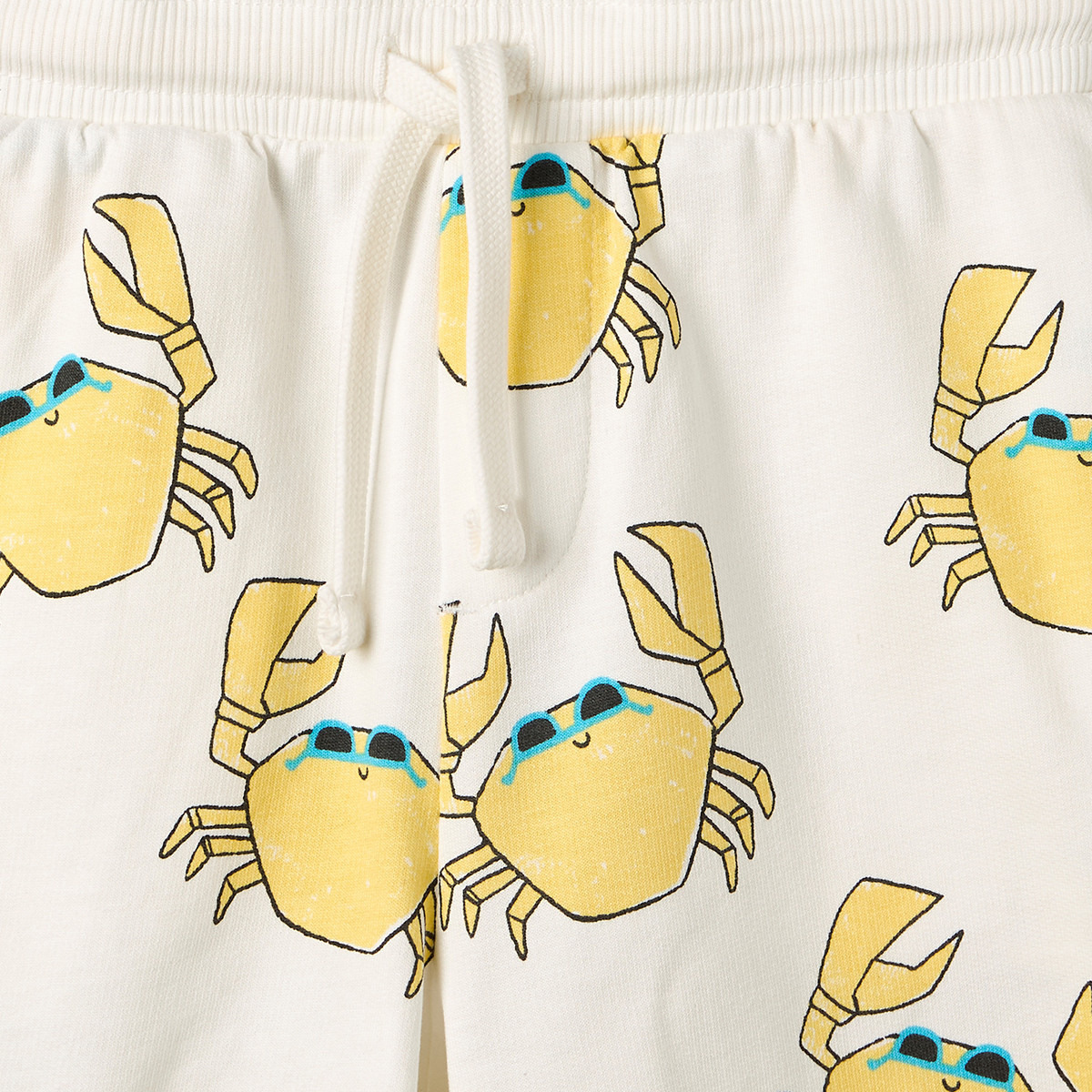 Juniors Knee Length Elasticated Drawstring Waist Shorts with Crab Print-boys-clothing-bottoms-shorts-image-4