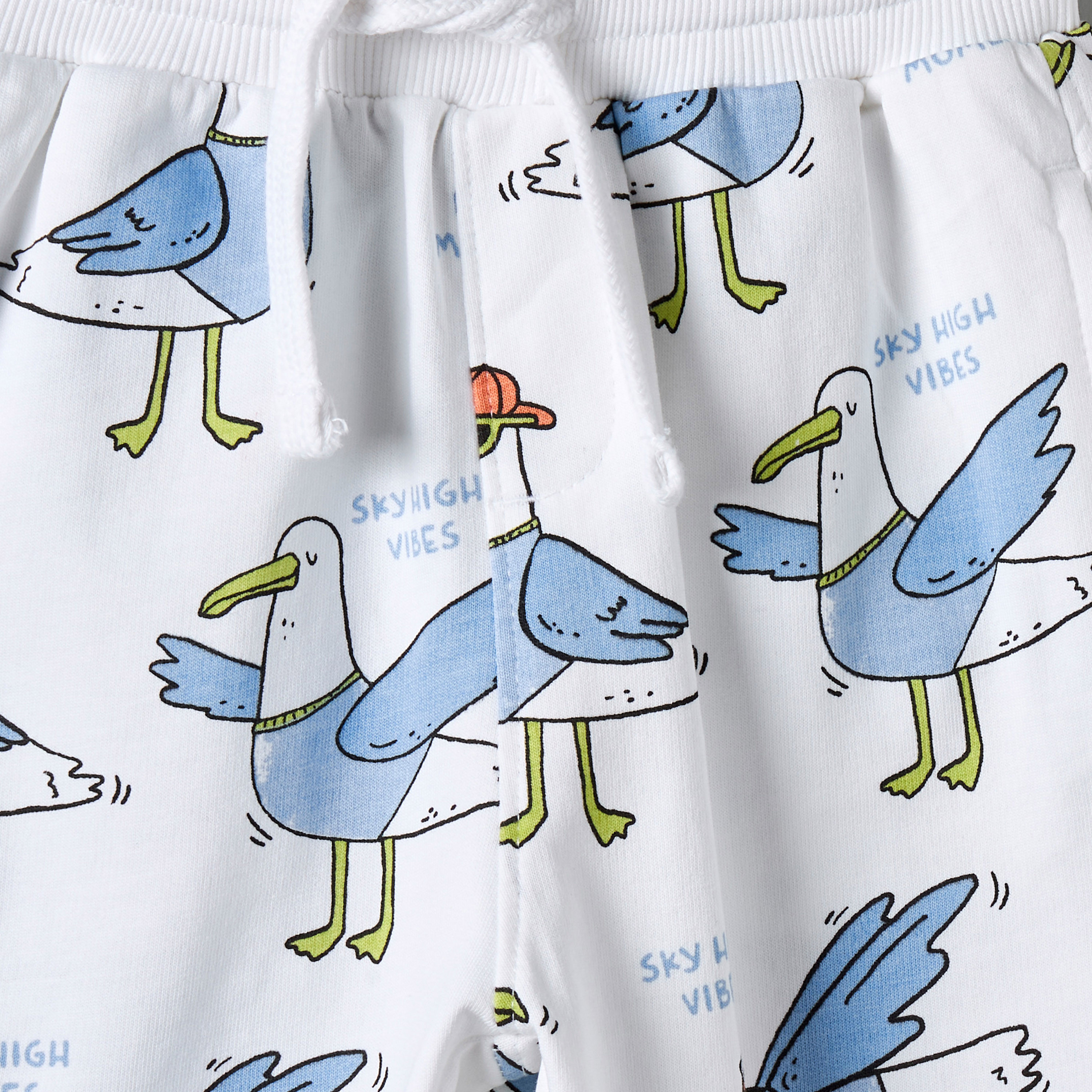 Juniors Knee Length Elasticated Drawstring Waist Shorts with Seagull Print-baby-boys-clothing-bottoms-shorts-image-4