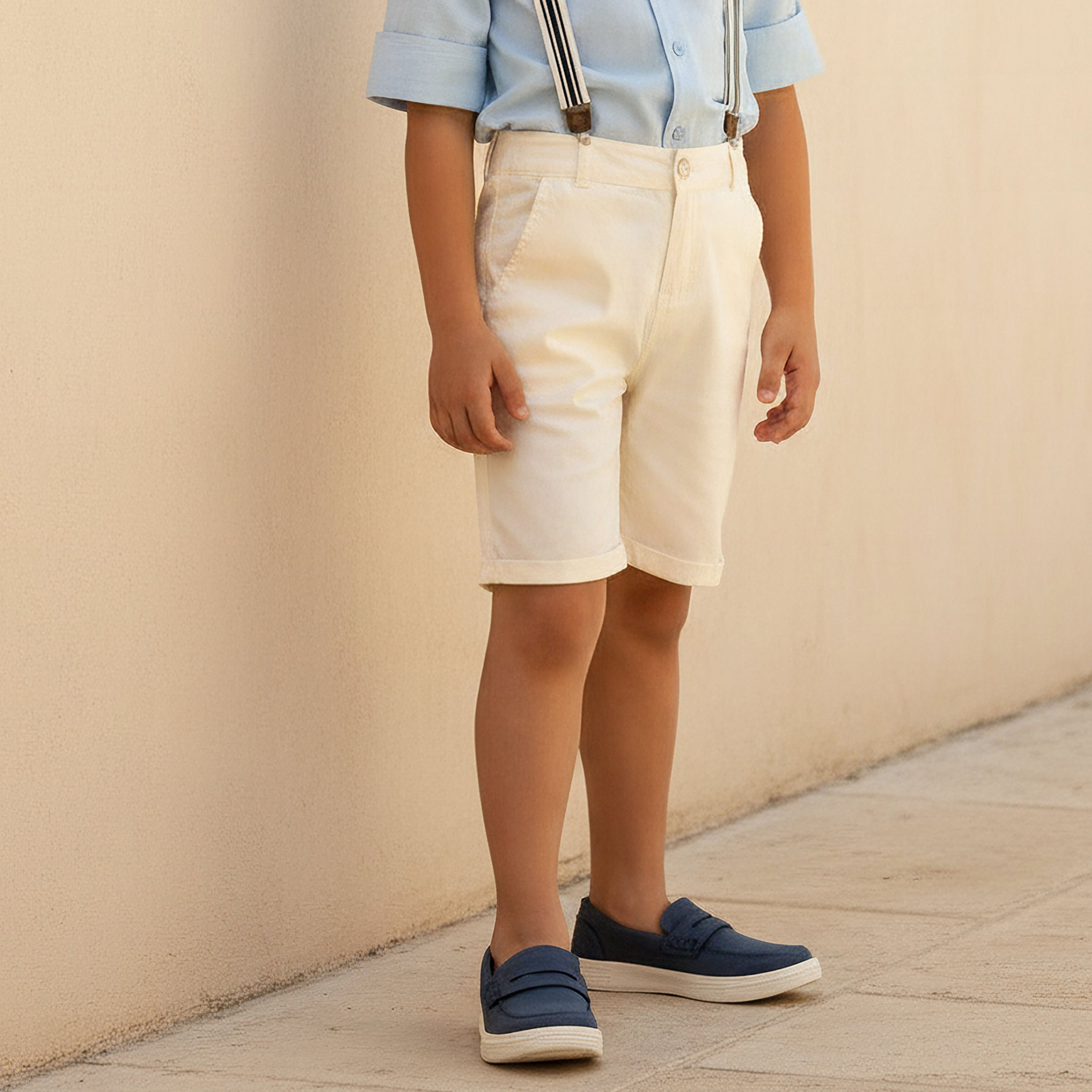 Juniors Knee Length Buttoned Waist Shorts with Pockets-boys-clothing-bottoms-shorts-image-1