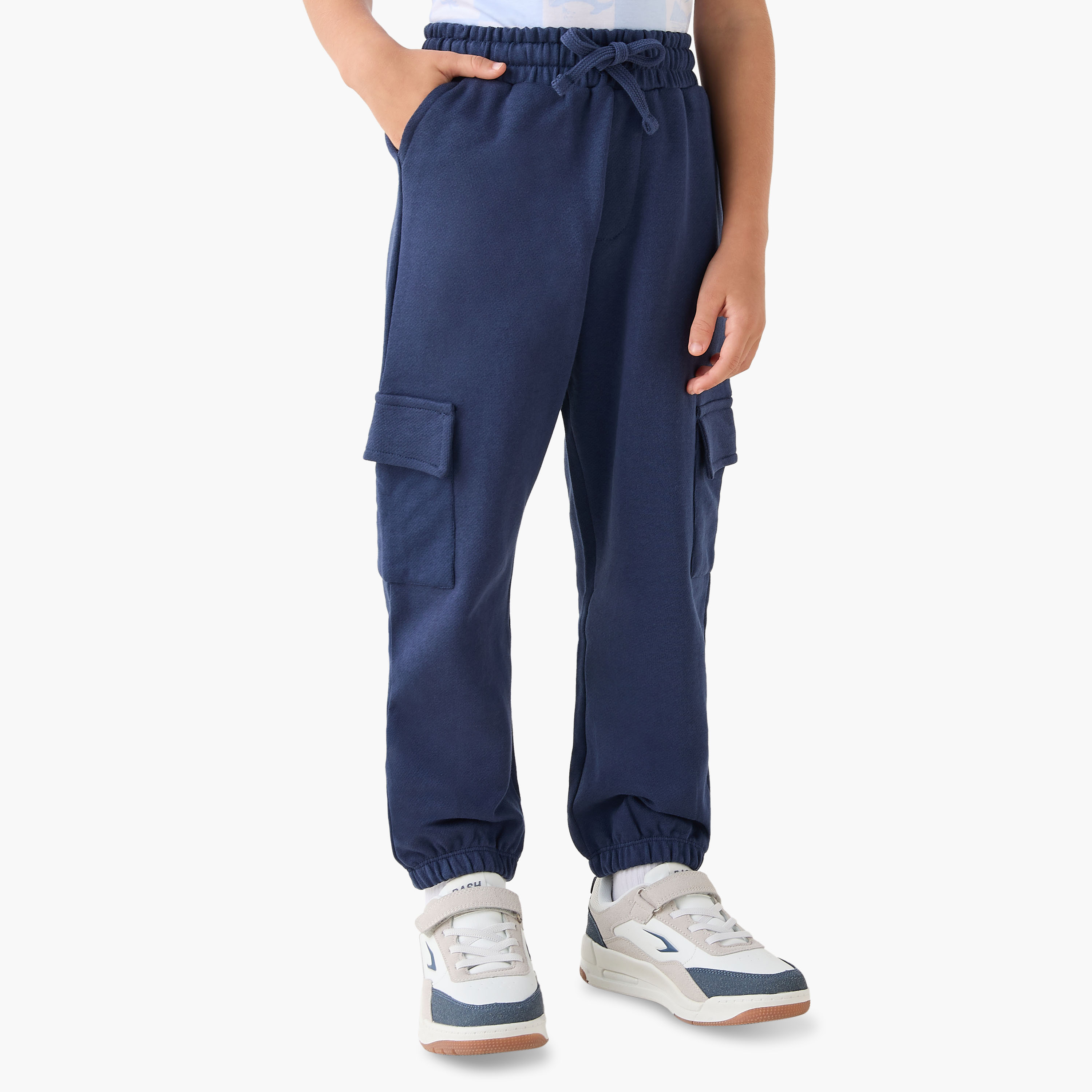 Juniors Elasticated Waist Joggers with Cargo Pockets-boys-clothing-bottoms-joggersandtrackpants-image-1