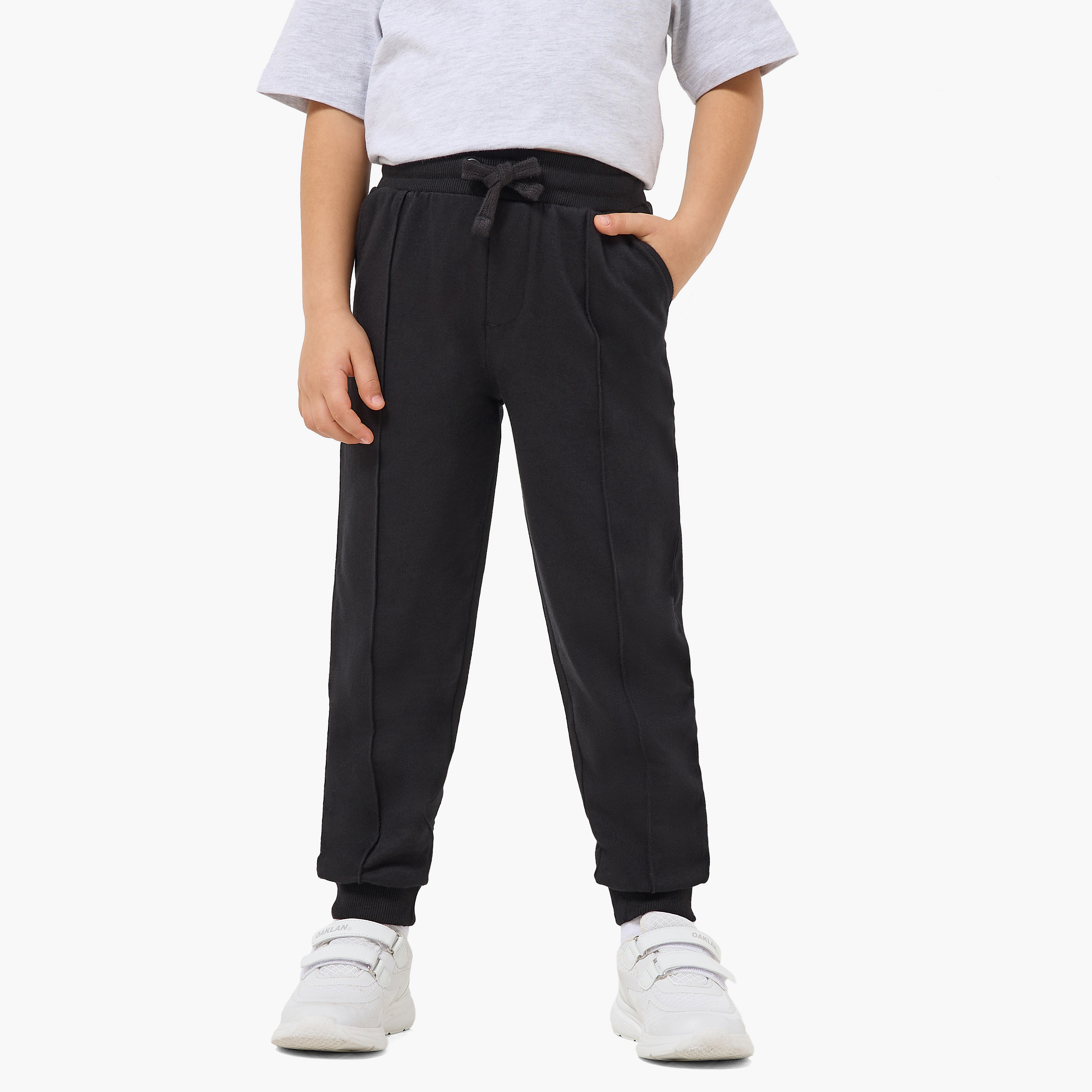 Pack of 2 Juniors Elasticated Drawstring Joggers with Panelled Design-boys-clothing-bottoms-joggersandtrackpants-image-2