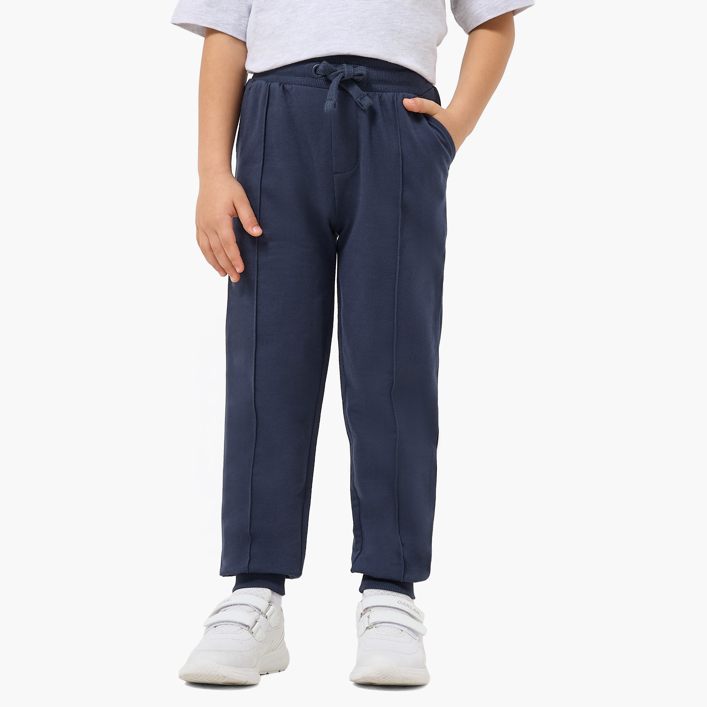 Pack of 2 Juniors Elasticated Drawstring Joggers with Panelled Design-boys-clothing-bottoms-joggersandtrackpants-image-3