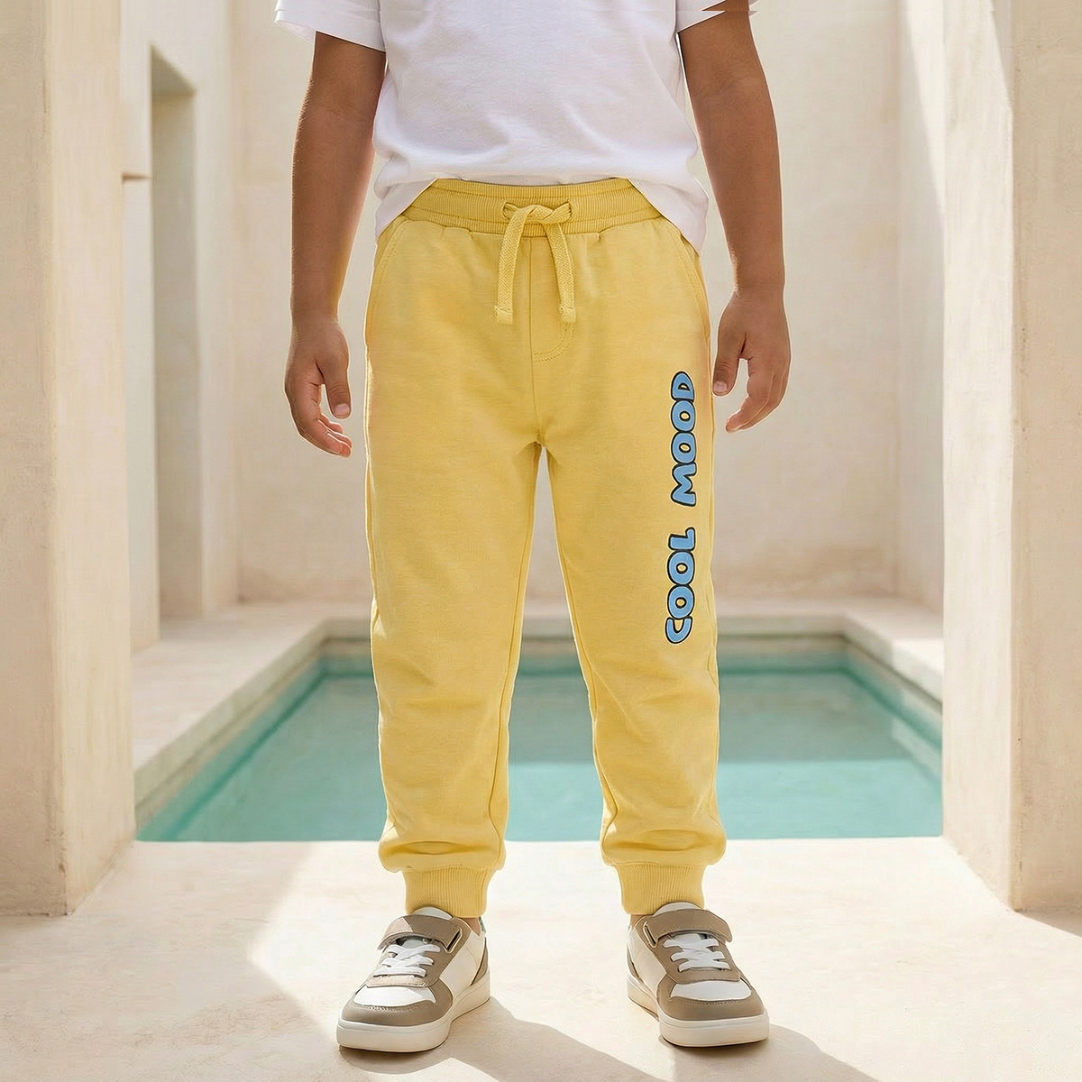 Juniors Elasticated Drawstring Waist Joggers with Typographic Print-boys-clothing-bottoms-joggersandtrackpants-image-1