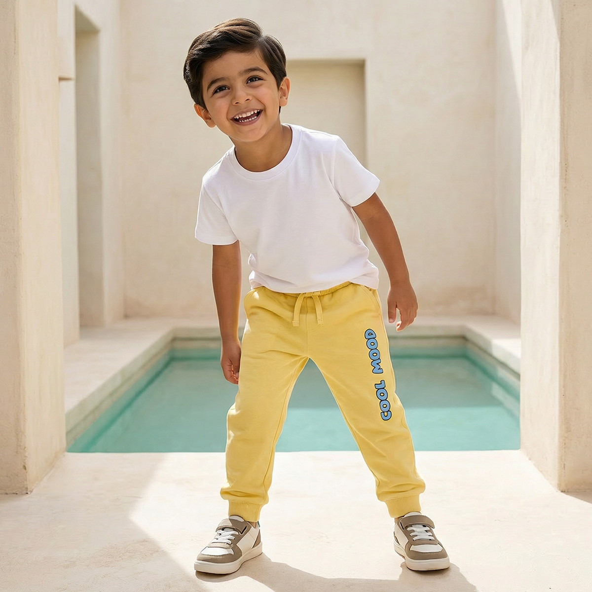 Juniors Elasticated Drawstring Waist Joggers with Typographic Print-boys-clothing-bottoms-joggersandtrackpants-image-2