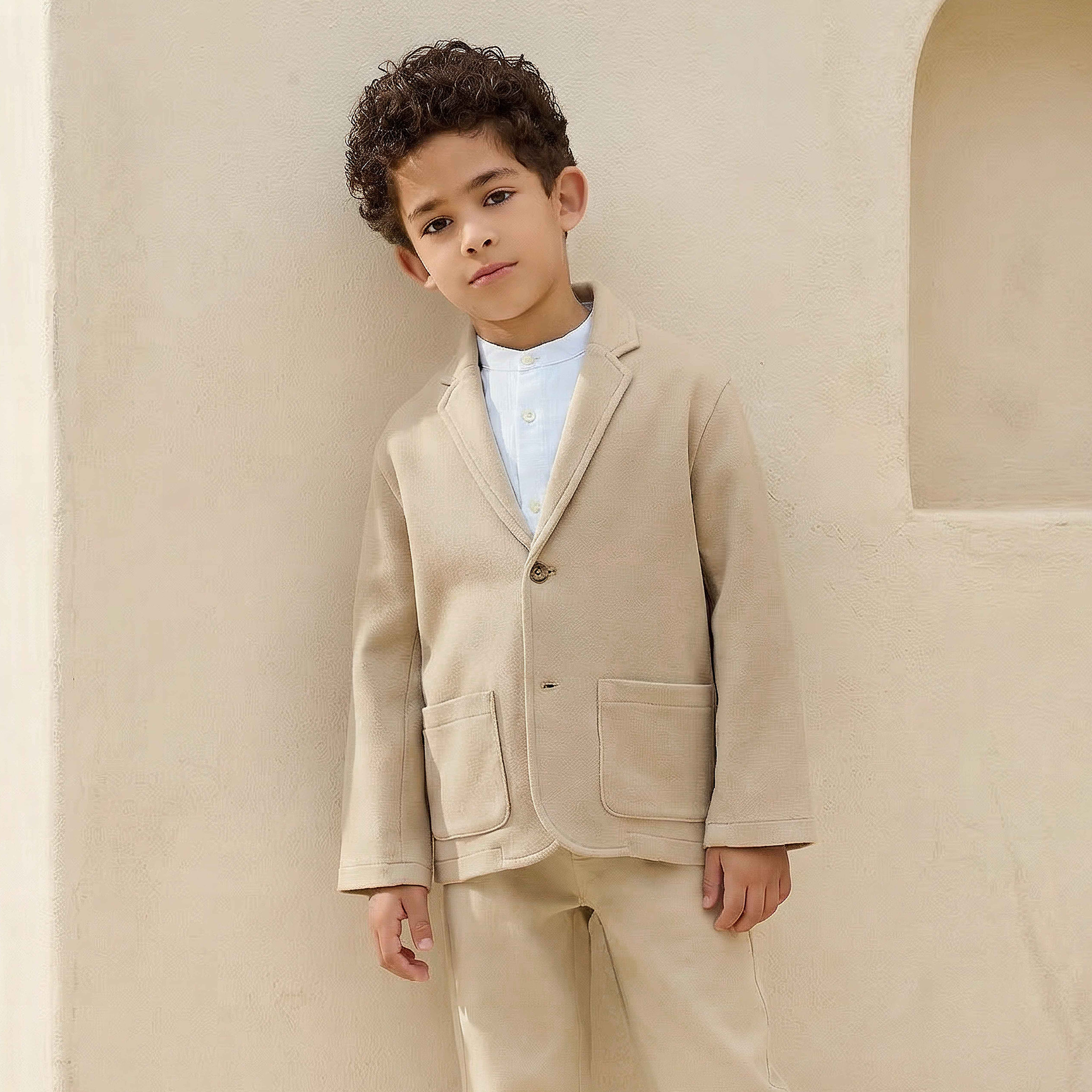 Juniors Notch Lapel Blazer with Long Sleeves-boys-clothing-jacketsandcoats-image-1