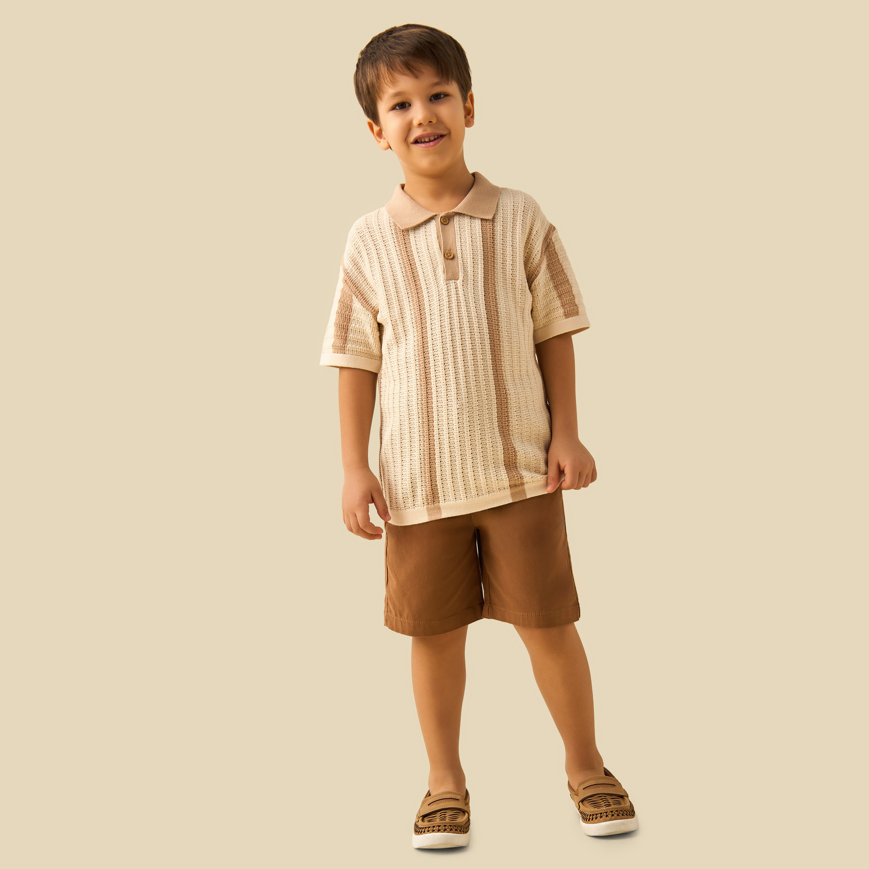 Juniors Collared Short Sleeves Polo T-shirt with Textured Design-boys-clothing-tshirtsandpolos-image-2