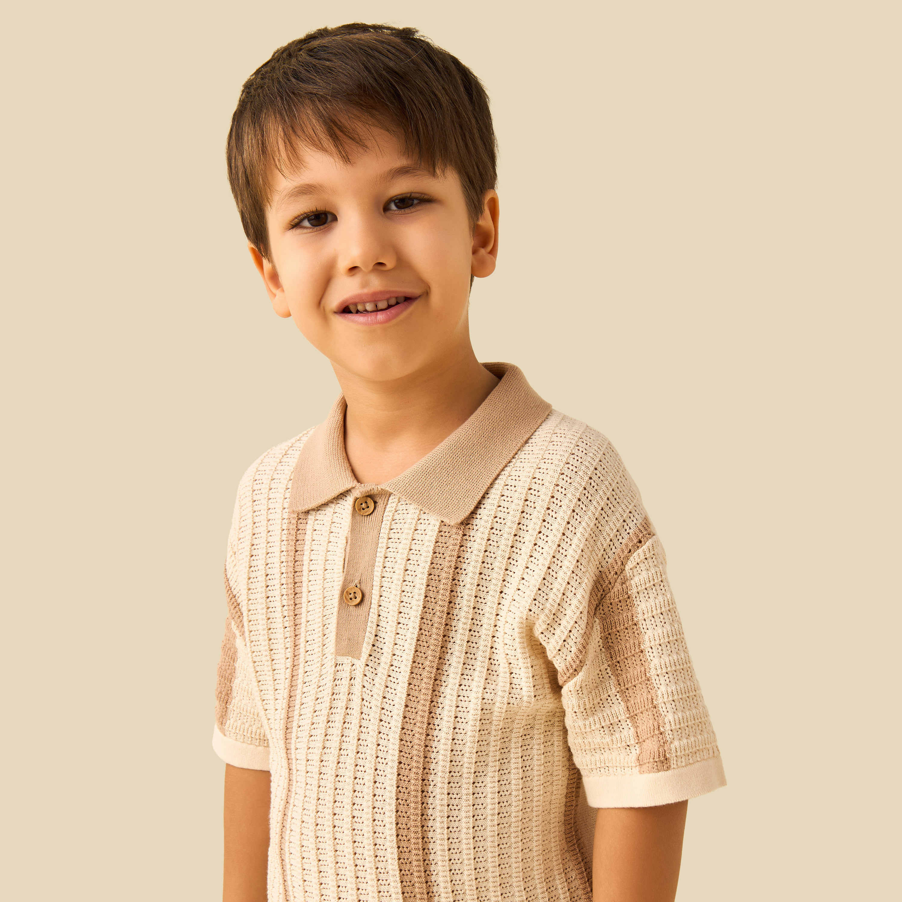 Juniors Collared Short Sleeves Polo T-shirt with Textured Design-boys-clothing-tshirtsandpolos-image-4