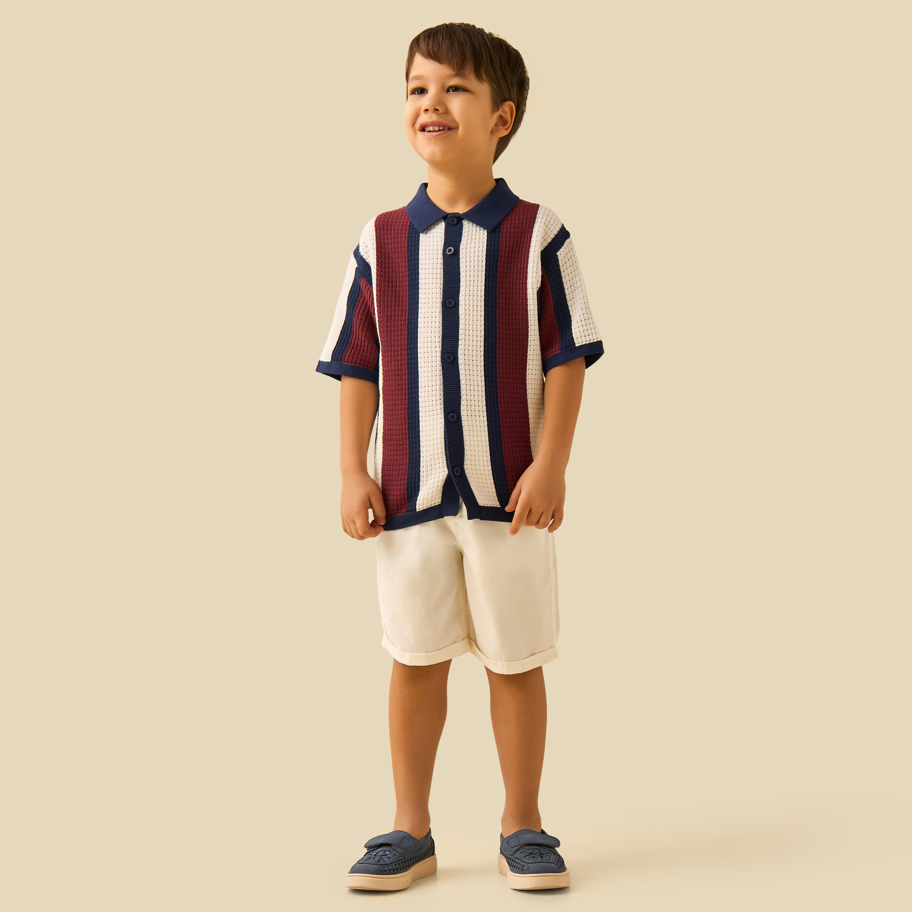 Juniors Striped Shirt with Short Sleeves-boys-clothing-shirts-image-2