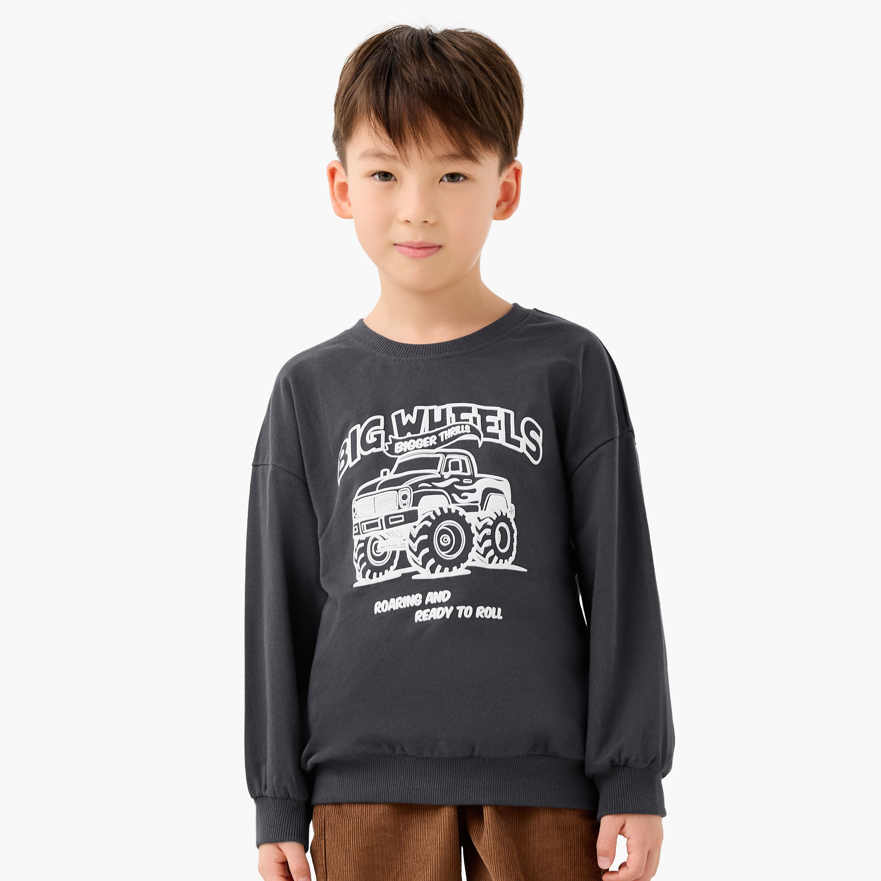 Juniors Printed Sweatshirt with Long Sleeves-boys-clothing-sweatshirts-image-1