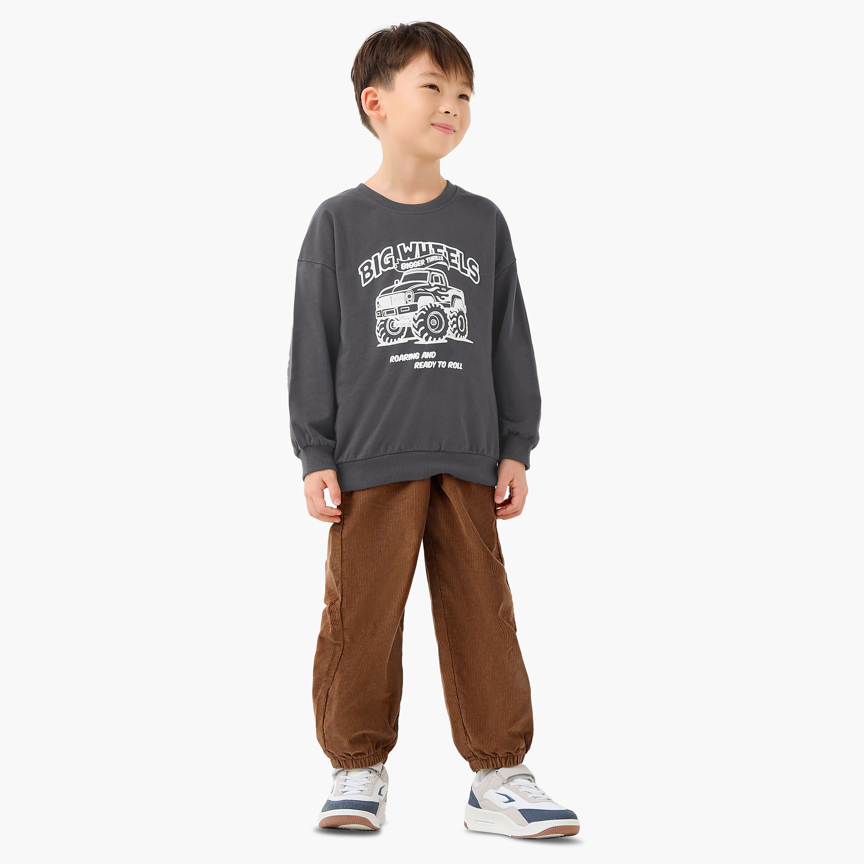 Juniors Printed Sweatshirt with Long Sleeves-boys-clothing-sweatshirts-image-2
