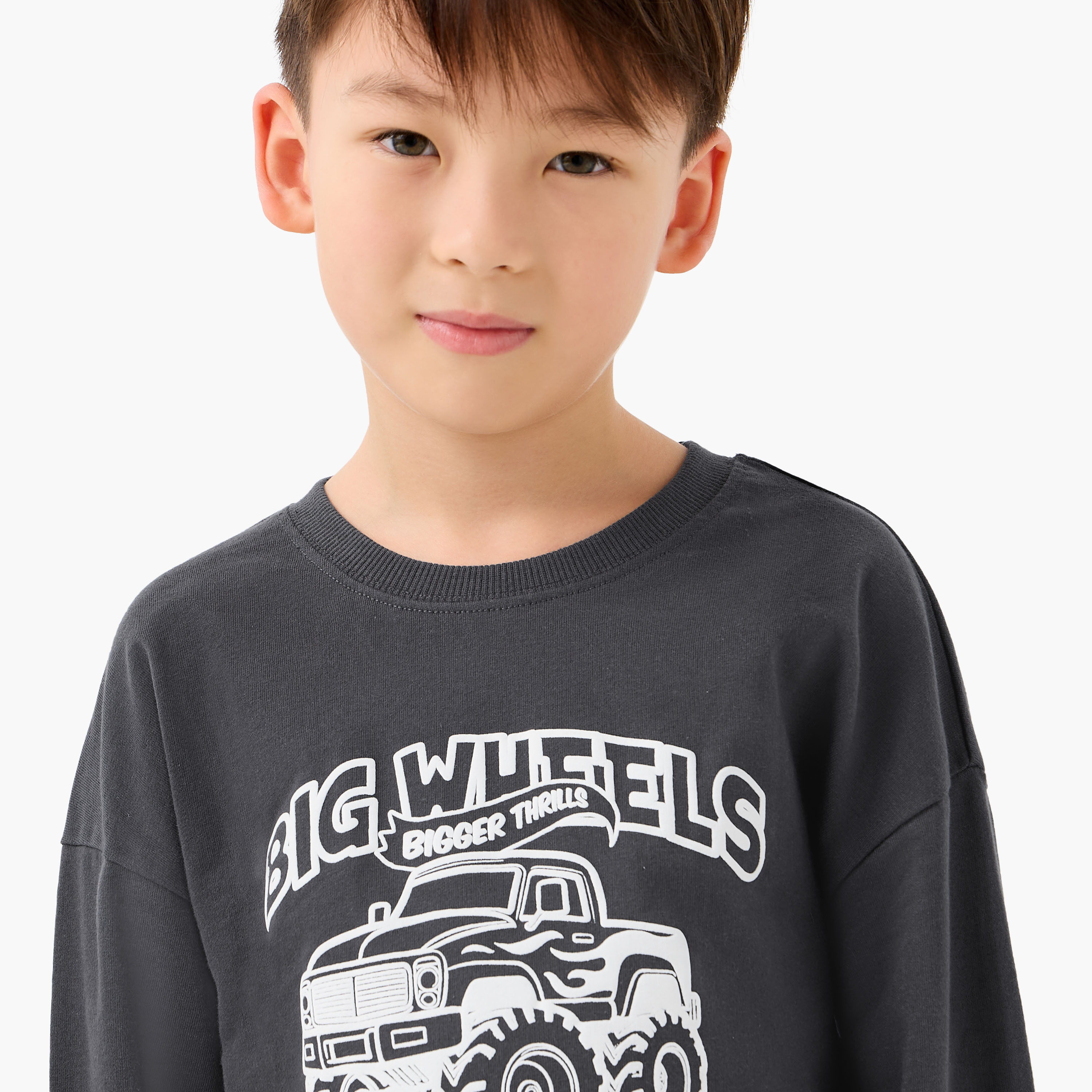 Juniors Printed Sweatshirt with Long Sleeves-boys-clothing-sweatshirts-image-4
