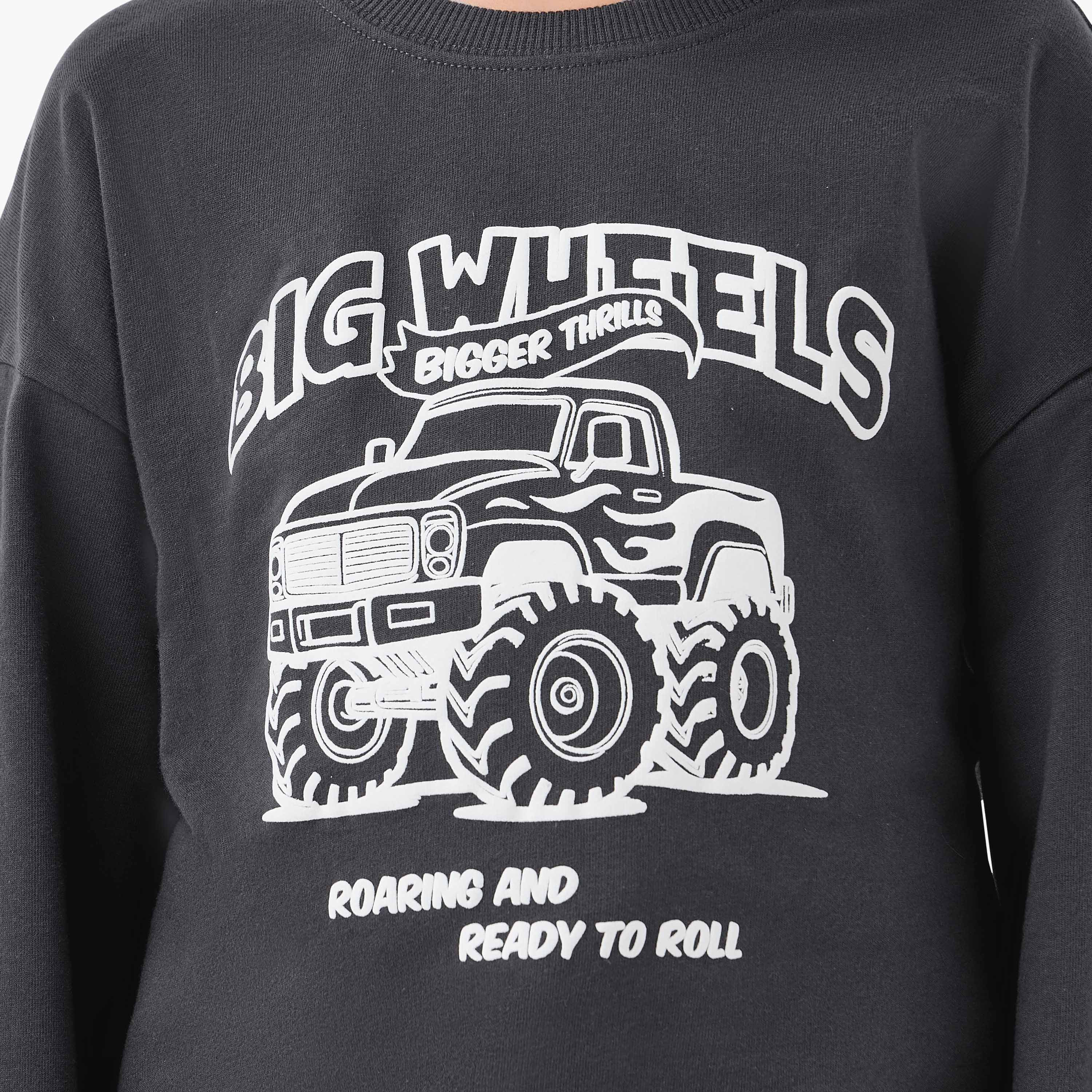 Juniors Printed Sweatshirt with Long Sleeves-boys-clothing-sweatshirts-image-5