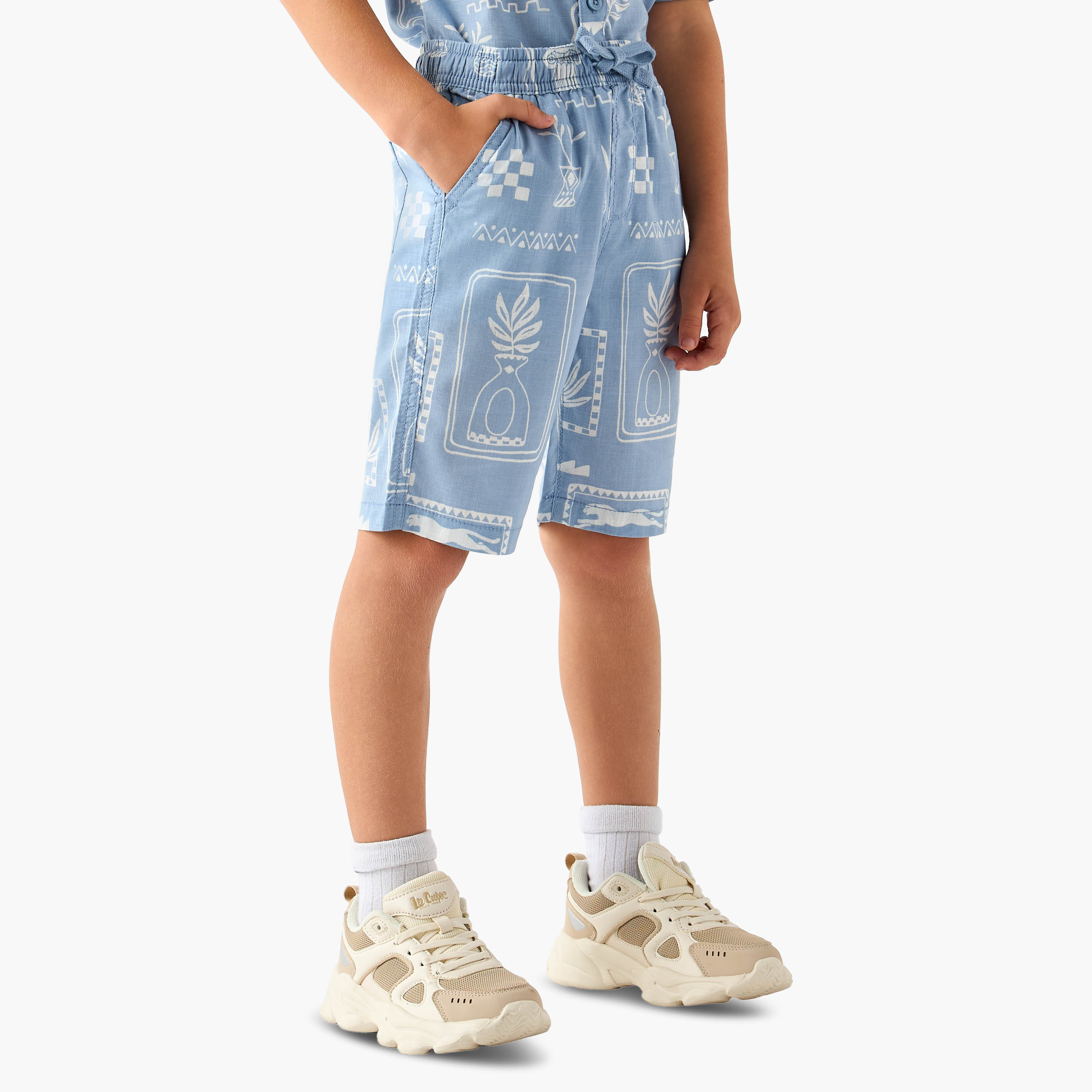 Juniors Collared Short Sleeves Shirt and Shorts Set with Fun Print-baby-boys-clothing-setsandcoords-image-3