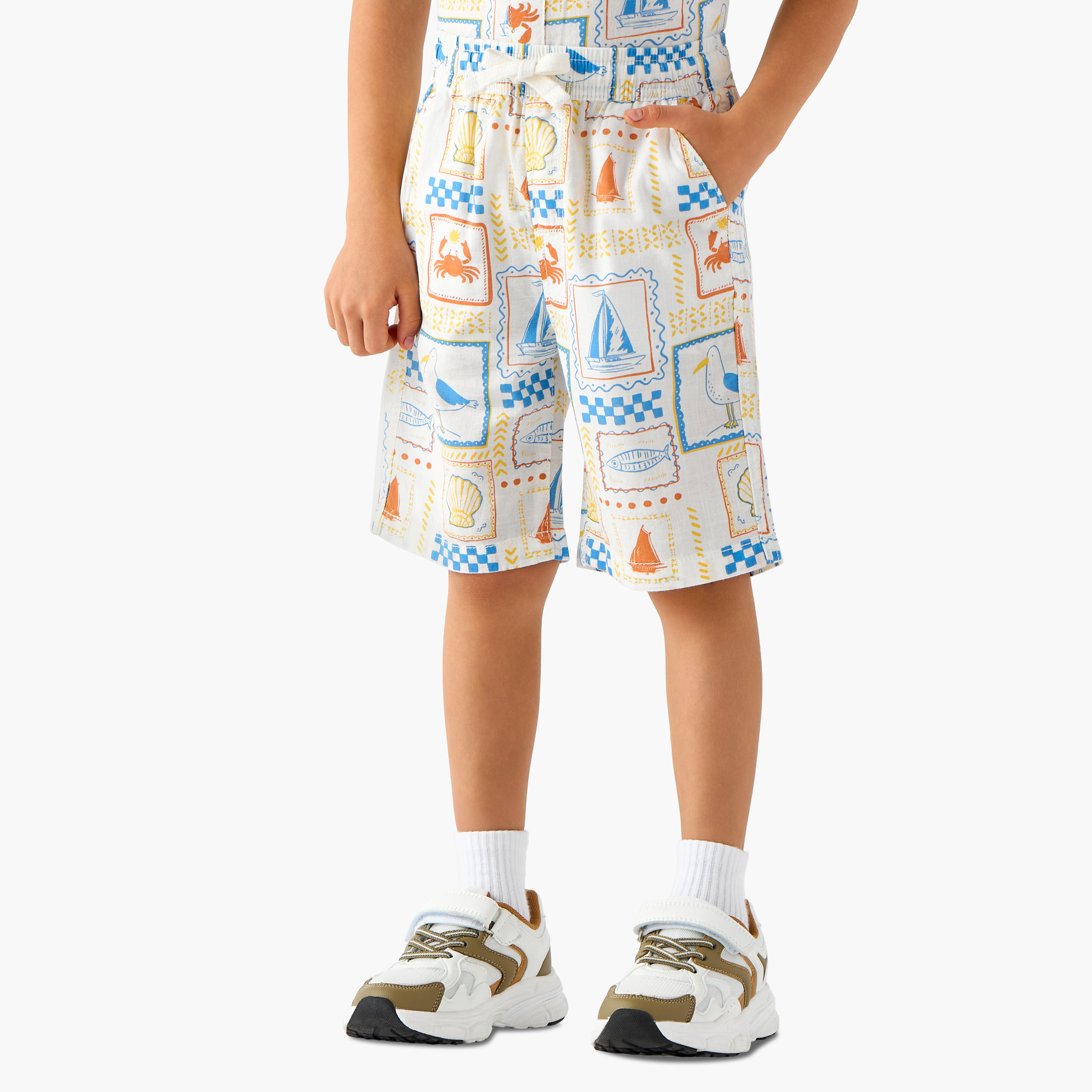 Juniors Collared Short Sleeves Shirt and Shorts Set with Fun Print-baby-boys-clothing-setsandcoords-image-3