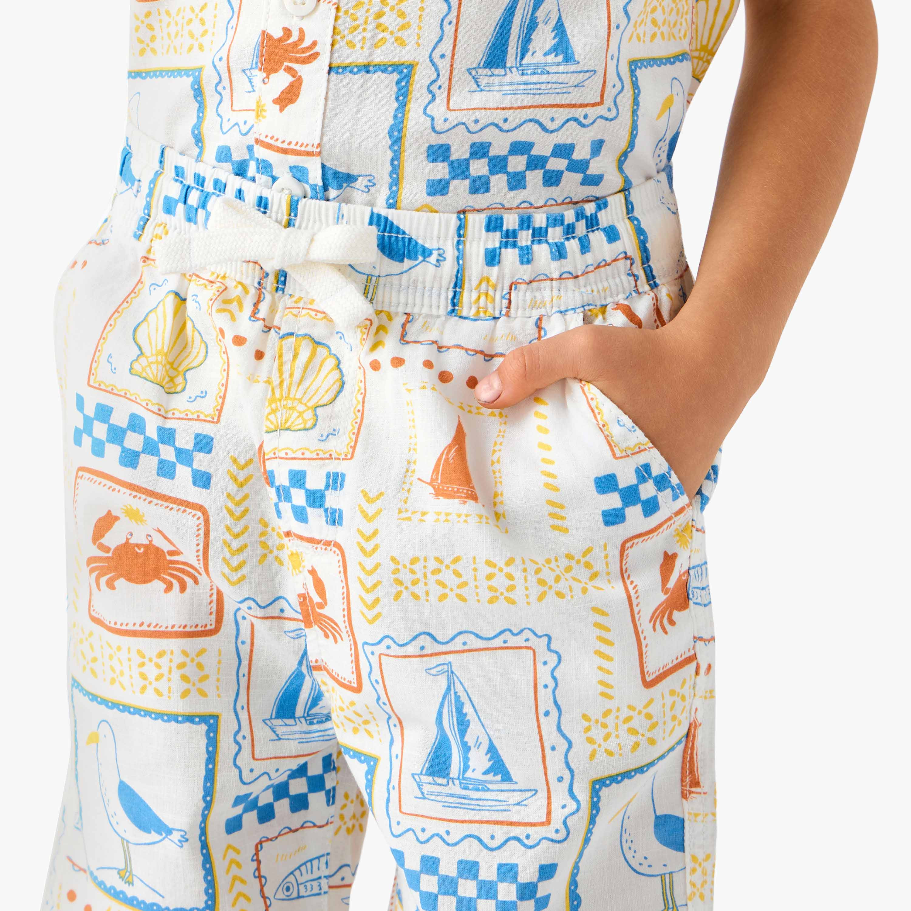 Juniors Collared Short Sleeves Shirt and Shorts Set with Fun Print-baby-boys-clothing-setsandcoords-image-5