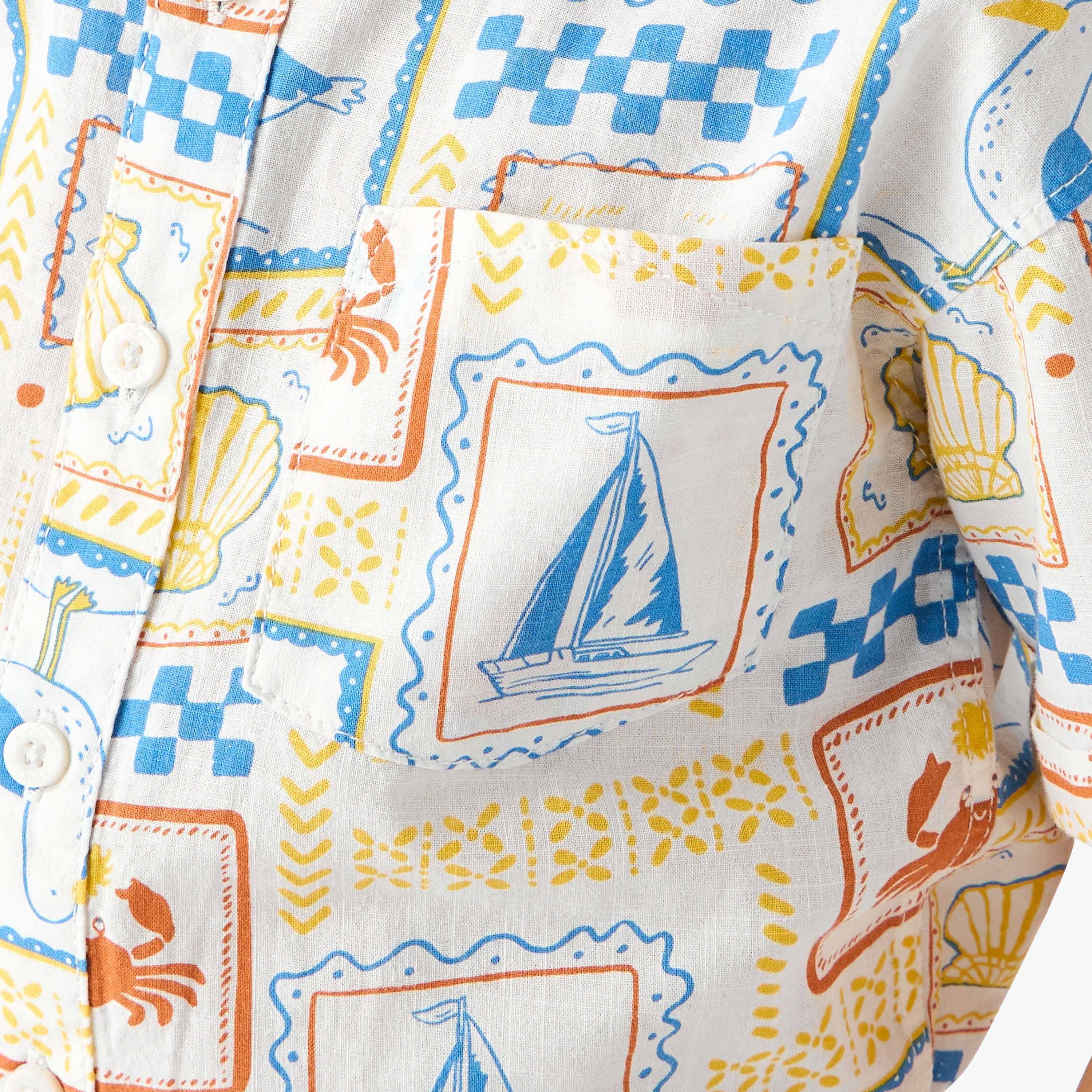 Juniors Collared Short Sleeves Shirt and Shorts Set with Fun Print-baby-boys-clothing-setsandcoords-image-6