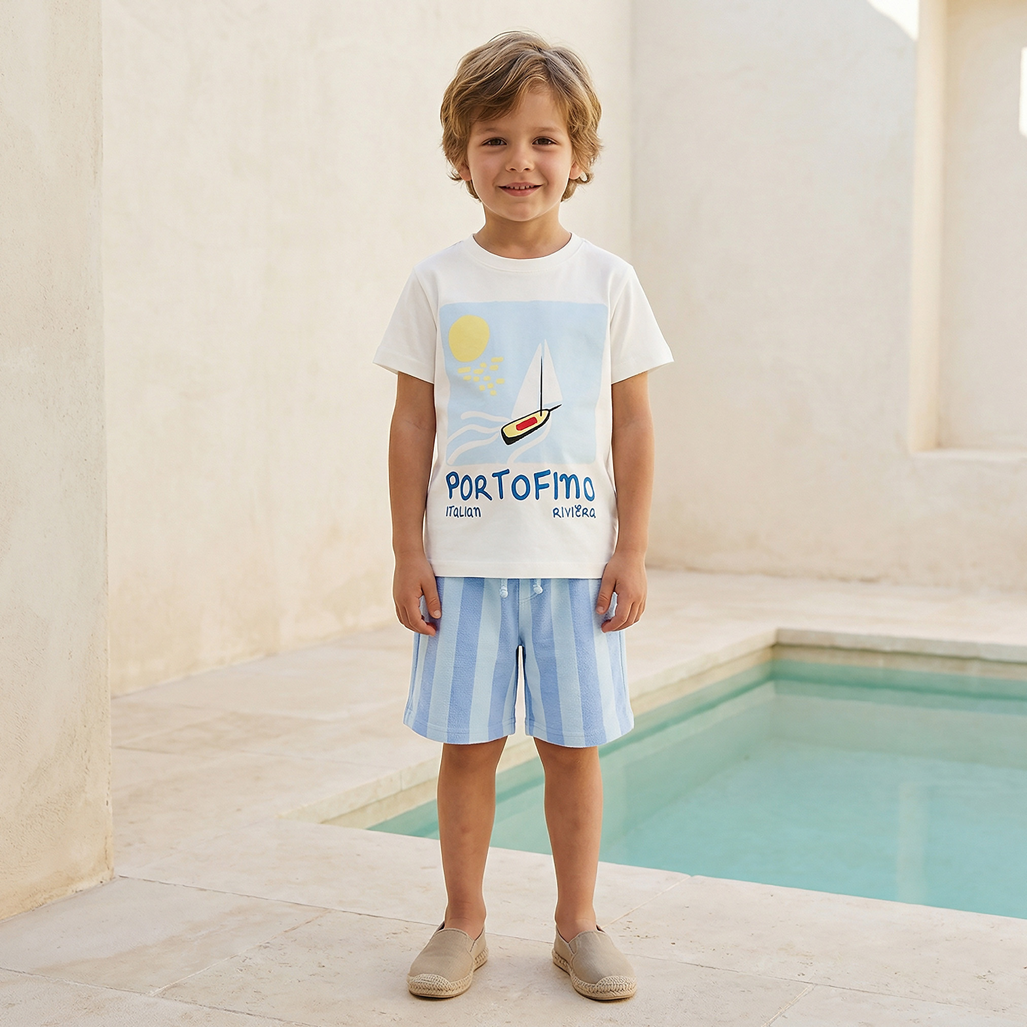 Set of 3 Juniors Crew Neck Short Sleeve T-shirt and Shorts Set with Nautical Print-boys-clothing-setsandcoords-image-2